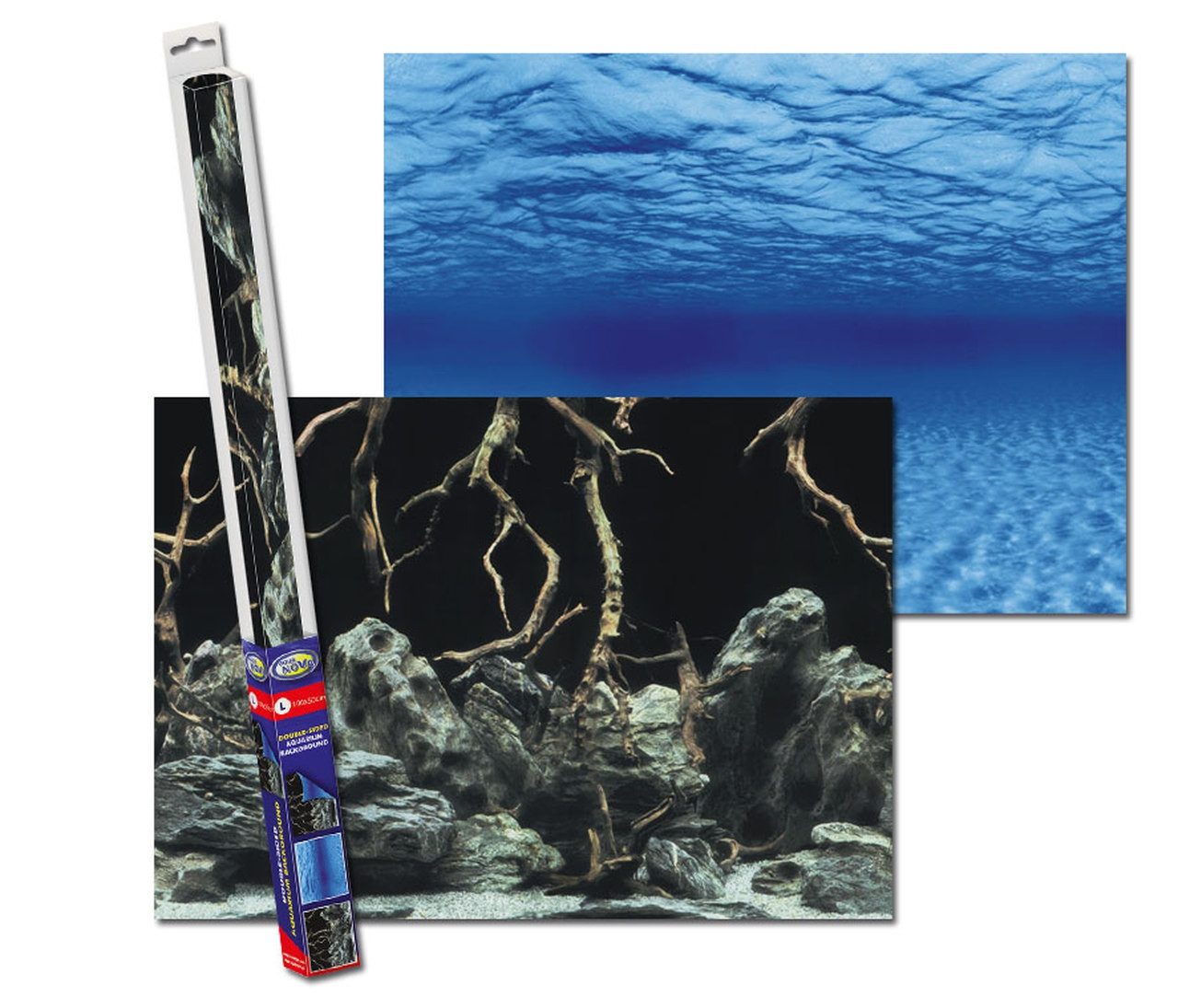 AQUA NOVA Aquarienrückwand Aquarium Rückwandfolie 2in1 doppelseitig, 60x30 / 100x50 / 150x60 cm, Beidseitig Rückwandfolie, Realistische 3D-Optik