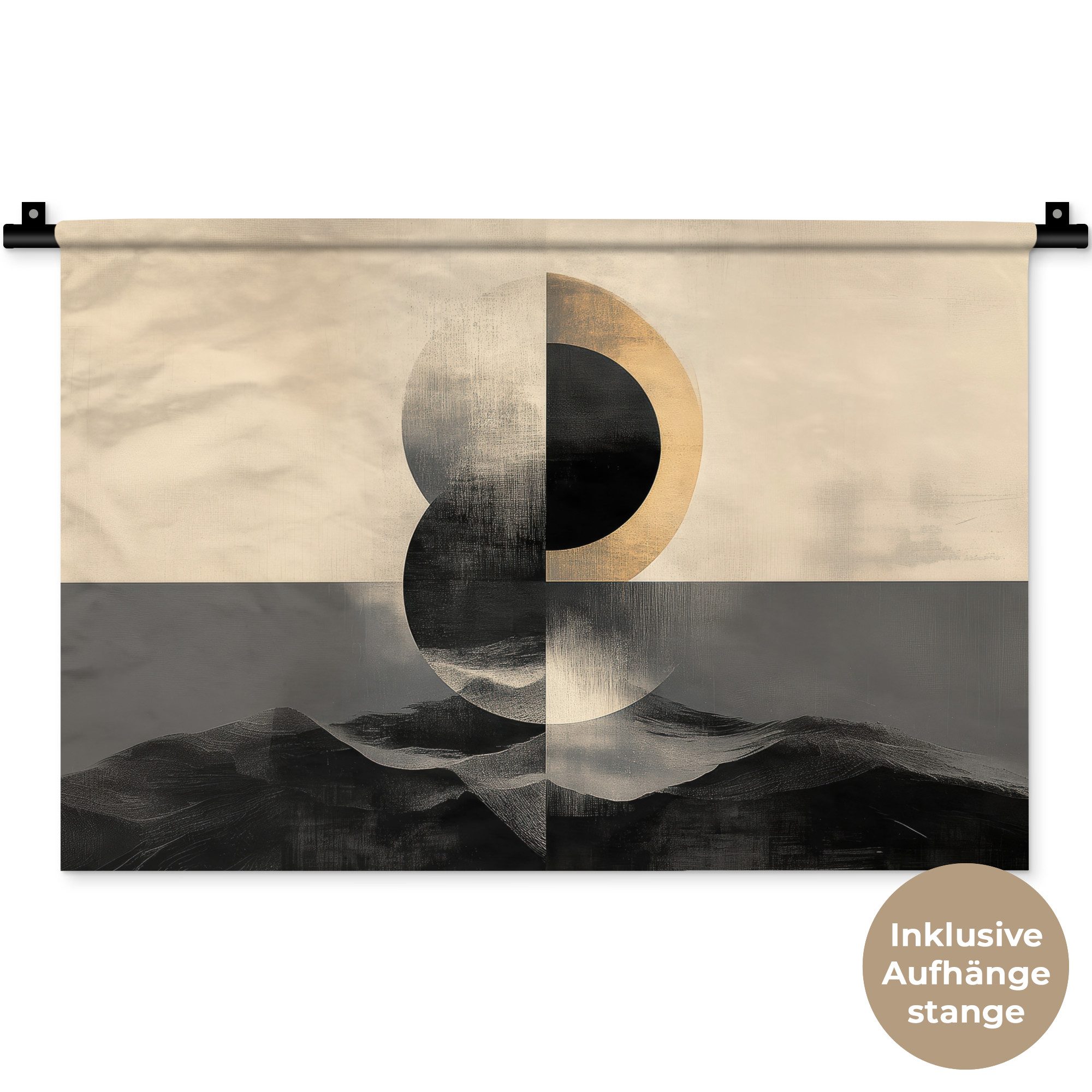 MuchoWow Wandteppich Kreise - Schatten - Abstrakt, Rechteckig, Höhe: 3 mm, Wandteppich für Wohnzimmer, Schlafzimmer, 60x40 cm