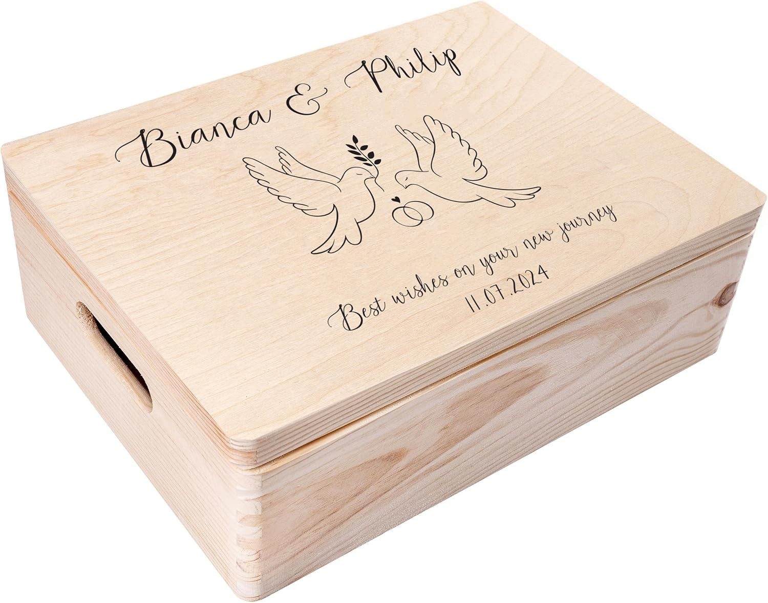 Creative Deco Holzkiste Erinnerungsbox Hochzeit Geschenkkiste, Natur 40 x 30 x 14 cm