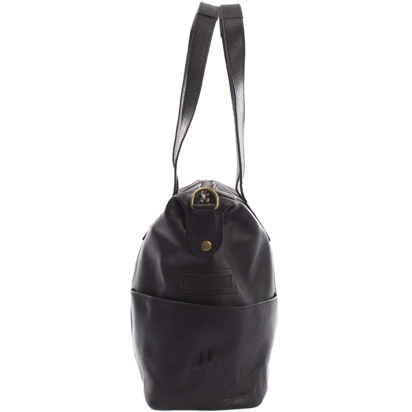 LECONI Schultertasche Shopper große Henkeltasche Damen DIN A4 Handtasche Leder LE0061, geräumig - Henkel & langer Riemen - 37×28×15 cm