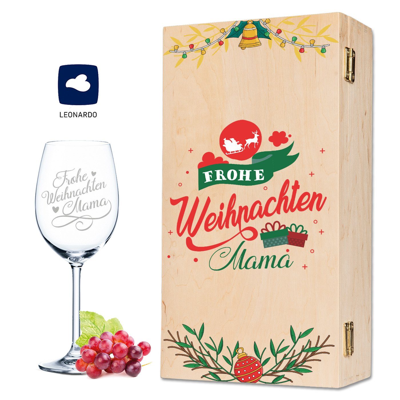 Rotweinglas Leonardo Weinglas mit Gravur im - Frohe Weihnachten Mama Design