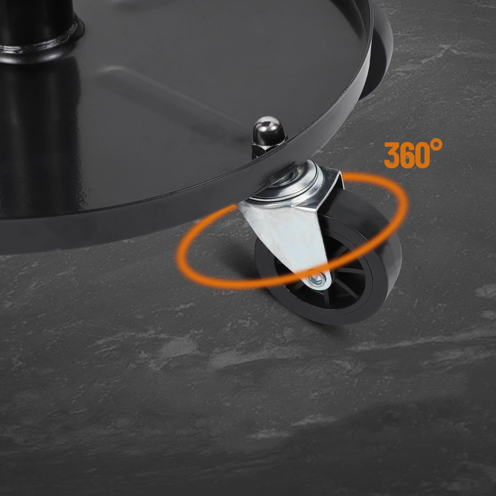 GarveeMore Montagehocker Rollbarer Werkstatthocker höhenverstellbar, 360°, mit Werkzeugablage