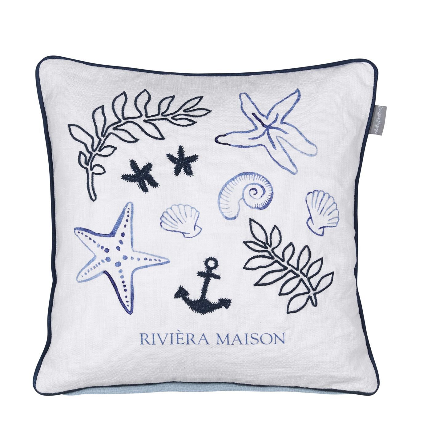 Rivièra Maison Dekokissen Dekokissen RM Sail Away Cushion Blue 45x45 Blau, 45 x 45 cm
