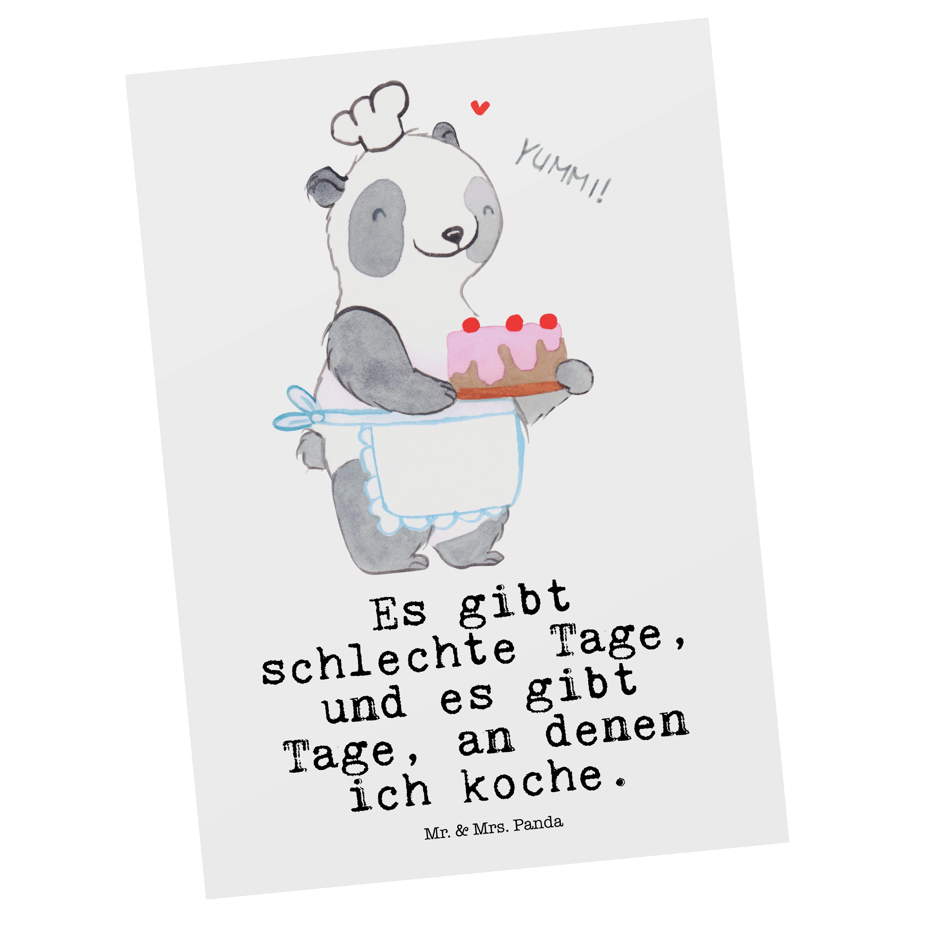 Mr. & Mrs. Panda Postkarte Bär Kochen Tage - Weiß - Geschenk, Geburtstagskarte, Hobby, Grußkarte