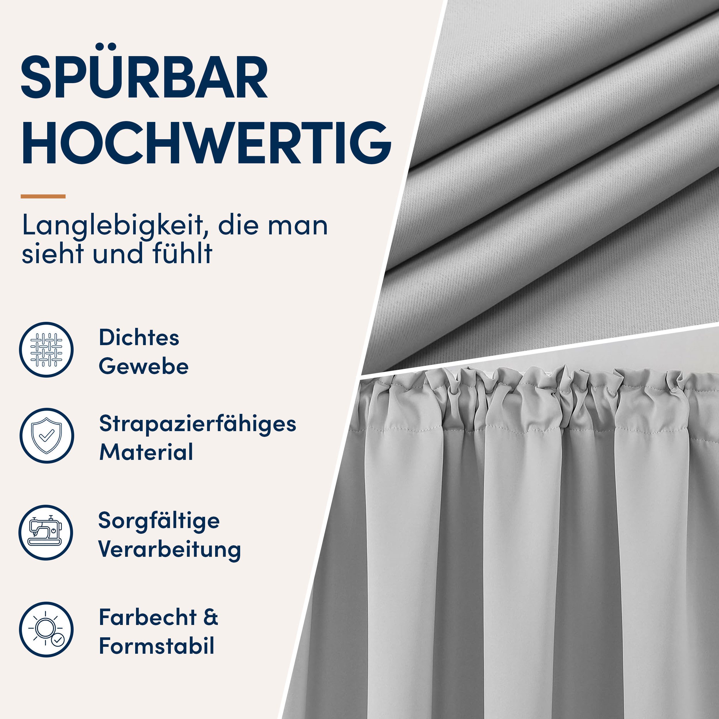 Stoffschmiede Gardine, Blickdicht, Raumverdunkler, Kräuselband