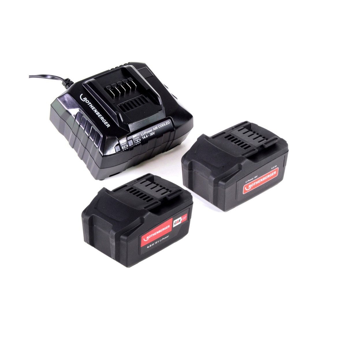 Rothenberger Werkstattpresse ROMAX 4000 Basic Set Akku Pressmaschine 18V 34kN + 2x Akku 4,0Ah + La