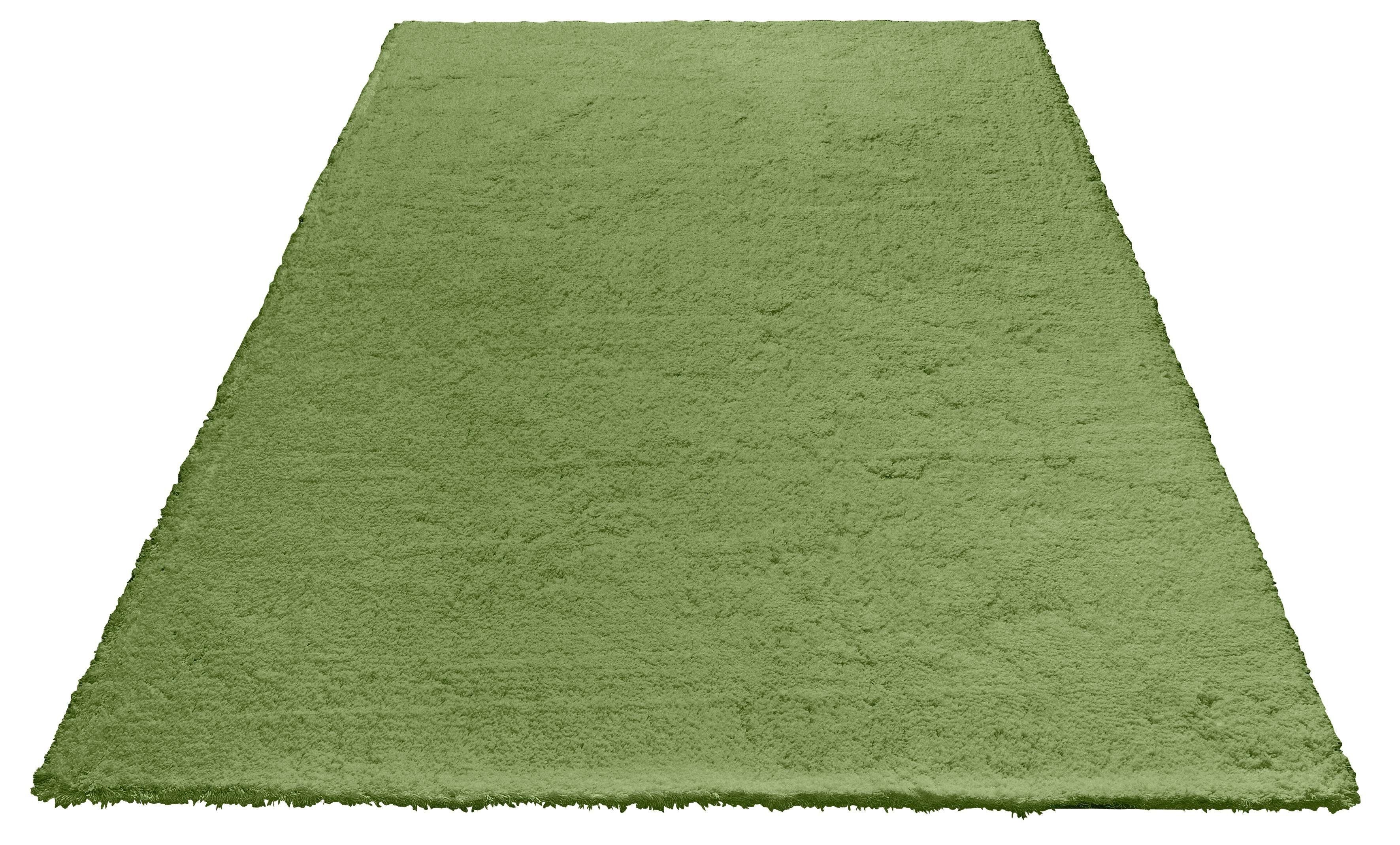 Hochflor-Teppich Microfaser Teppich Magong, my home, rechteckig, Höhe: 25 mm, Wohnzimmer, Schlafzimmer, Kinderzimmer, auch rund und als Läufer grün