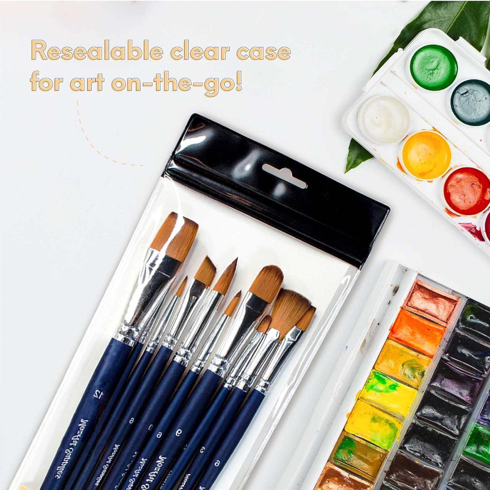 MozArt Supplies Malpinsel 10er Set Premium Malpinsel Aquarellpinsel Künstlerpinsel, Nylon Größe Pinsel 000–12 – Bild 4 von 5