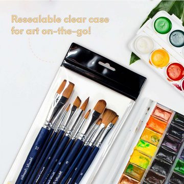 MozArt Supplies Malpinsel 10er Set Premium Malpinsel Aquarellpinsel Künstlerpinsel, Nylon Größe Pinsel 000–12