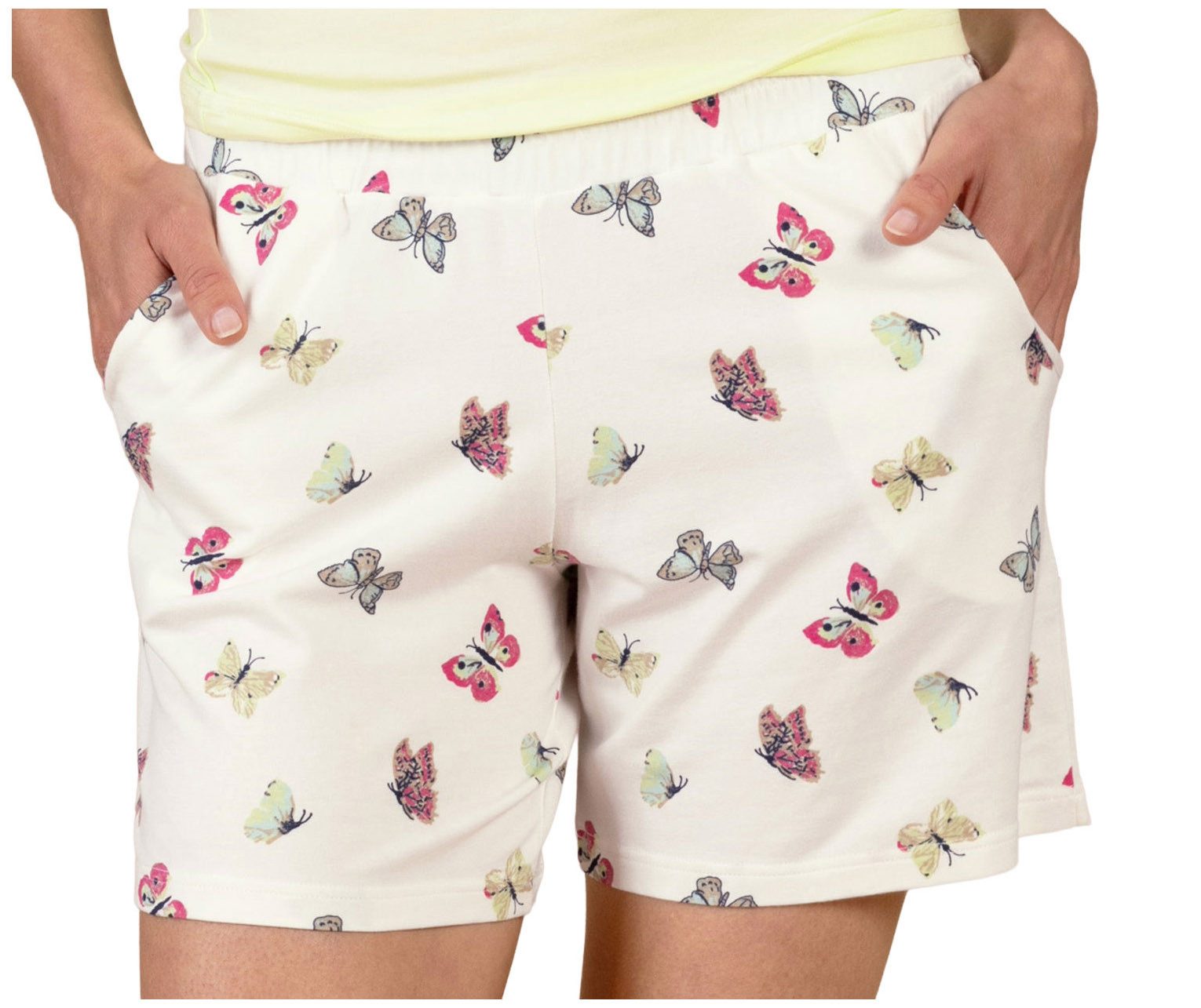Nina Von C. Pyjamashorts Damen Pyjamahose kurz mit Schmetterlingen (1-tlg) Modisches Design