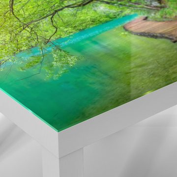DEQORI Couchtisch 'Holzsteg entlang Seekante', Glas Beistelltisch Glastisch modern
