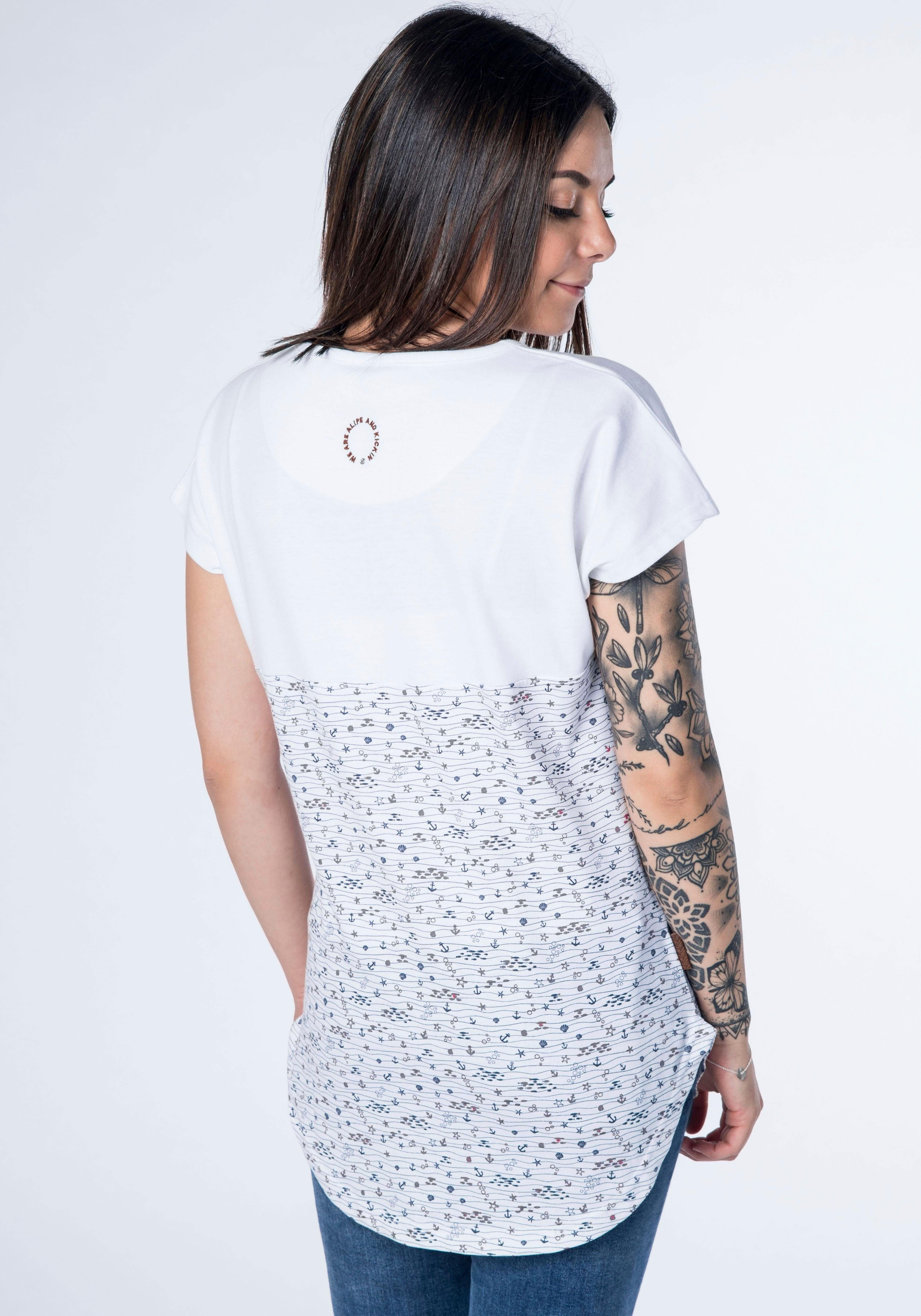 trendy mit print Kickin Alife Musterprints weiß Longshirt T-Shirt Streifen-oder &