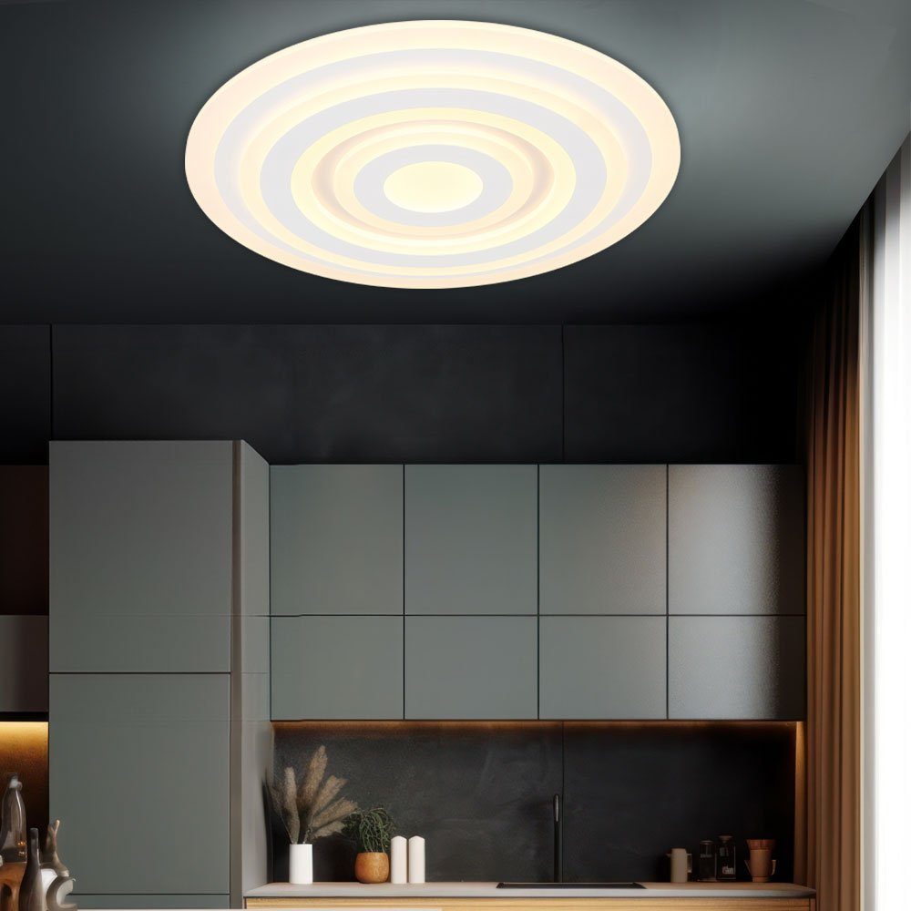 Globo LED Deckenleuchte, LED-Leuchtmittel fest verbaut, Warmweiß, LED Deckenlampe Schlafzimmerleuchte Metall Acryl weiß rund D 49 cm
