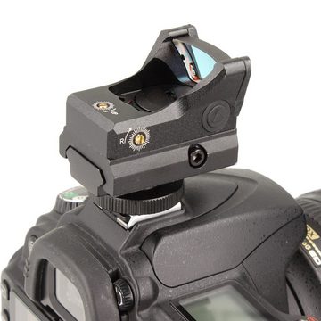 Minadax Aufstecksucher Red Dot Punkt Visier für kleine Kameras + Adapter, 23mm Sichtfeld