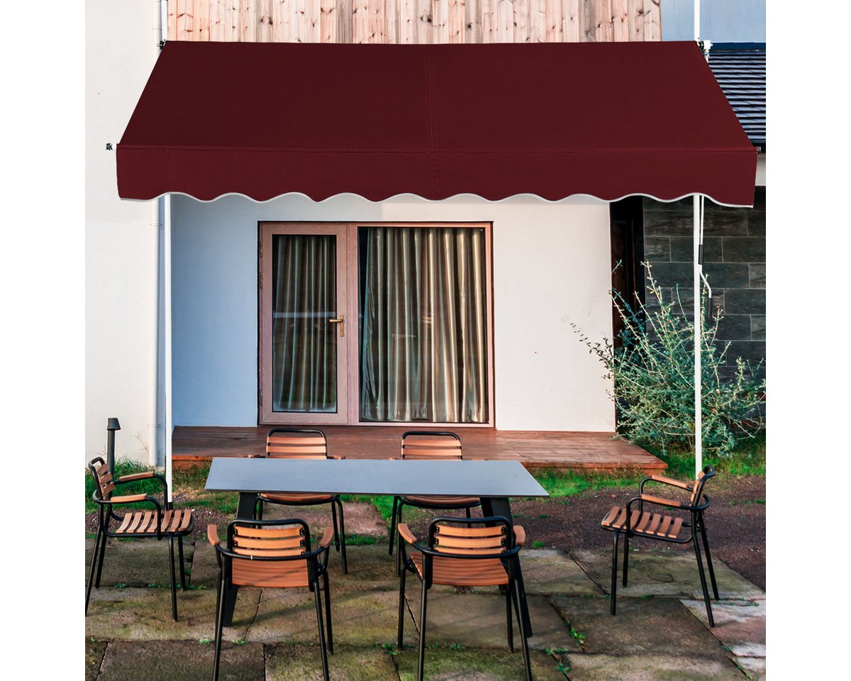 Thumbnail - COSTWAY Klemmmarkise 250cm breit, höhenverstellbar 200-300cm, mit Handkurbel, Rot