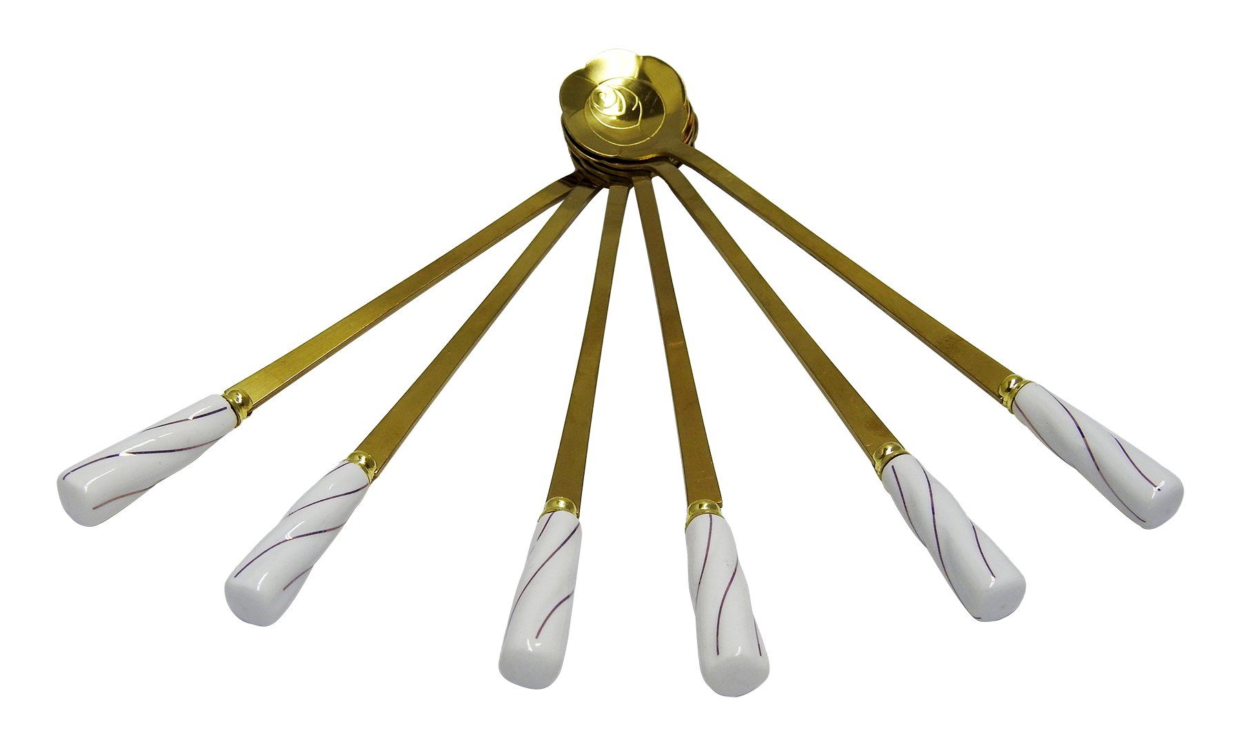 Latte-Macchiato-Löffel 6x Stück Latte Macchiato Capuccino Löffel Set Edelstahl, Gold/Weiß