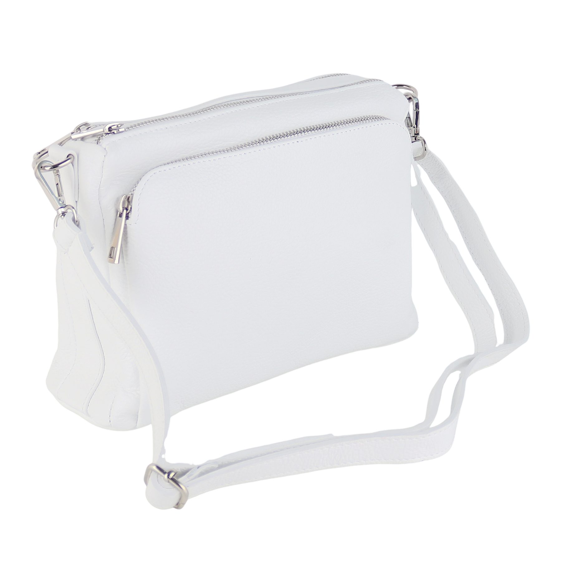 MIRROSI Umhängetasche Damen, Echtleder, Leder, Made in Italy, Mittelgroß, (Schultertasche für jeden Anlass (1 Tasche mit 1 oder 2 Gurte), 27x19x10cm, Drei Hauptfächer mit Reißverschluss), Crossbody Bag, Schwarz, gemusterten& verstellbaren Schulterriemen