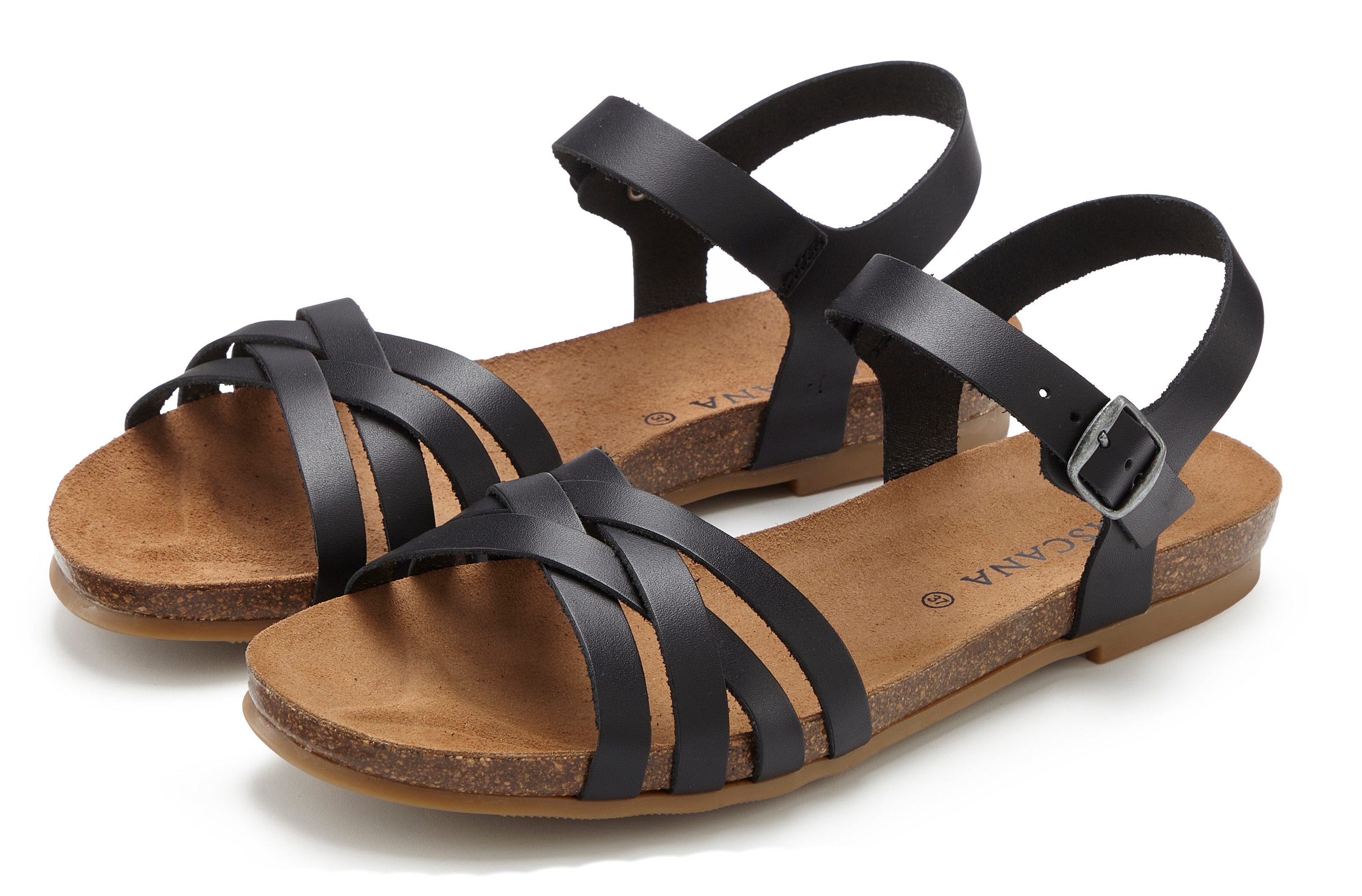 LASCANA Sandalette, Sommerschuh Sandale aus Leder mit komfortablem Korkfußb günstig online kaufen