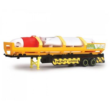 Dickie Toys Spielzeug-LKW Heavy Load Truck, Schwertransporter mit Anhänger und Boot, mit Licht und Sound