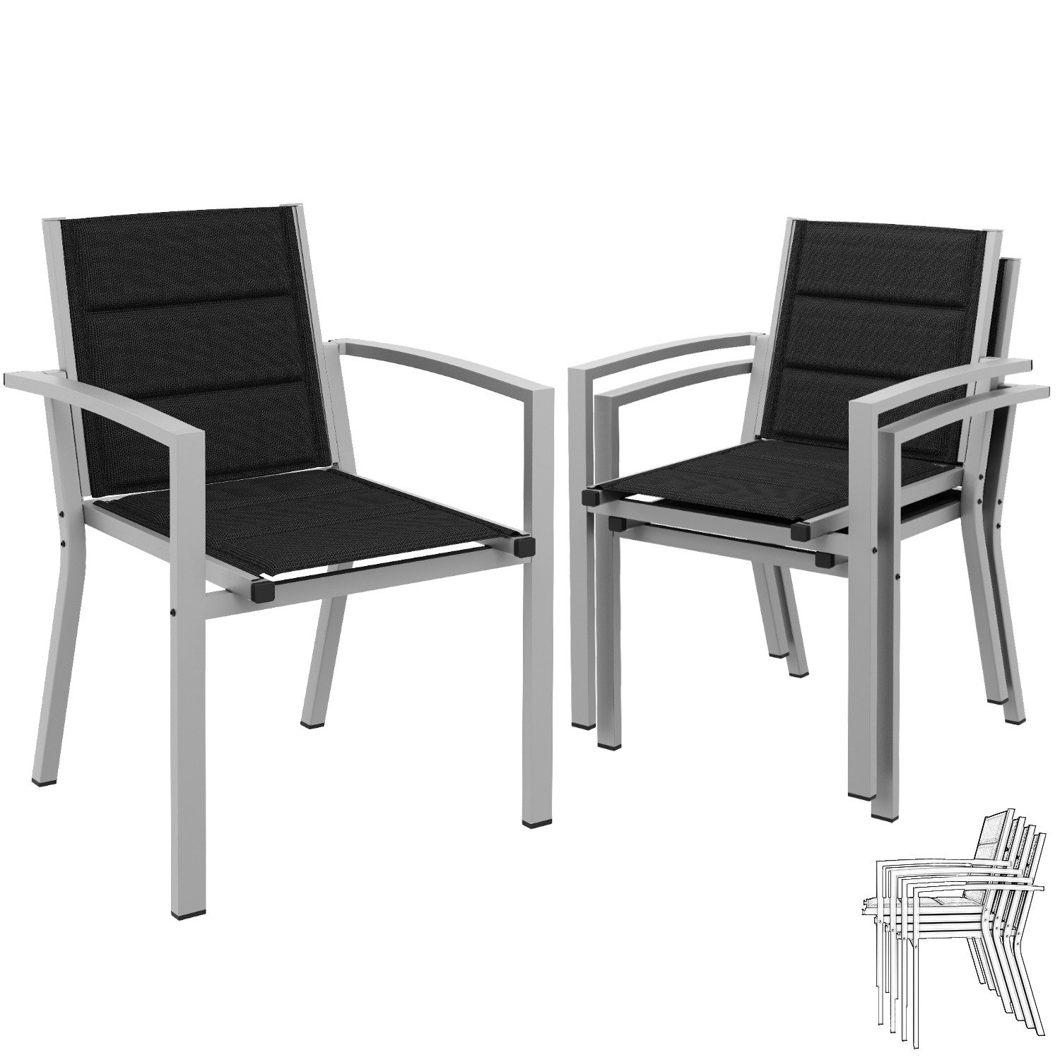 HOMALL Gartenstuhl, Esszimmerstuhl (Set 2-tlg) aus Aluminium, 160 kg Belast günstig online kaufen