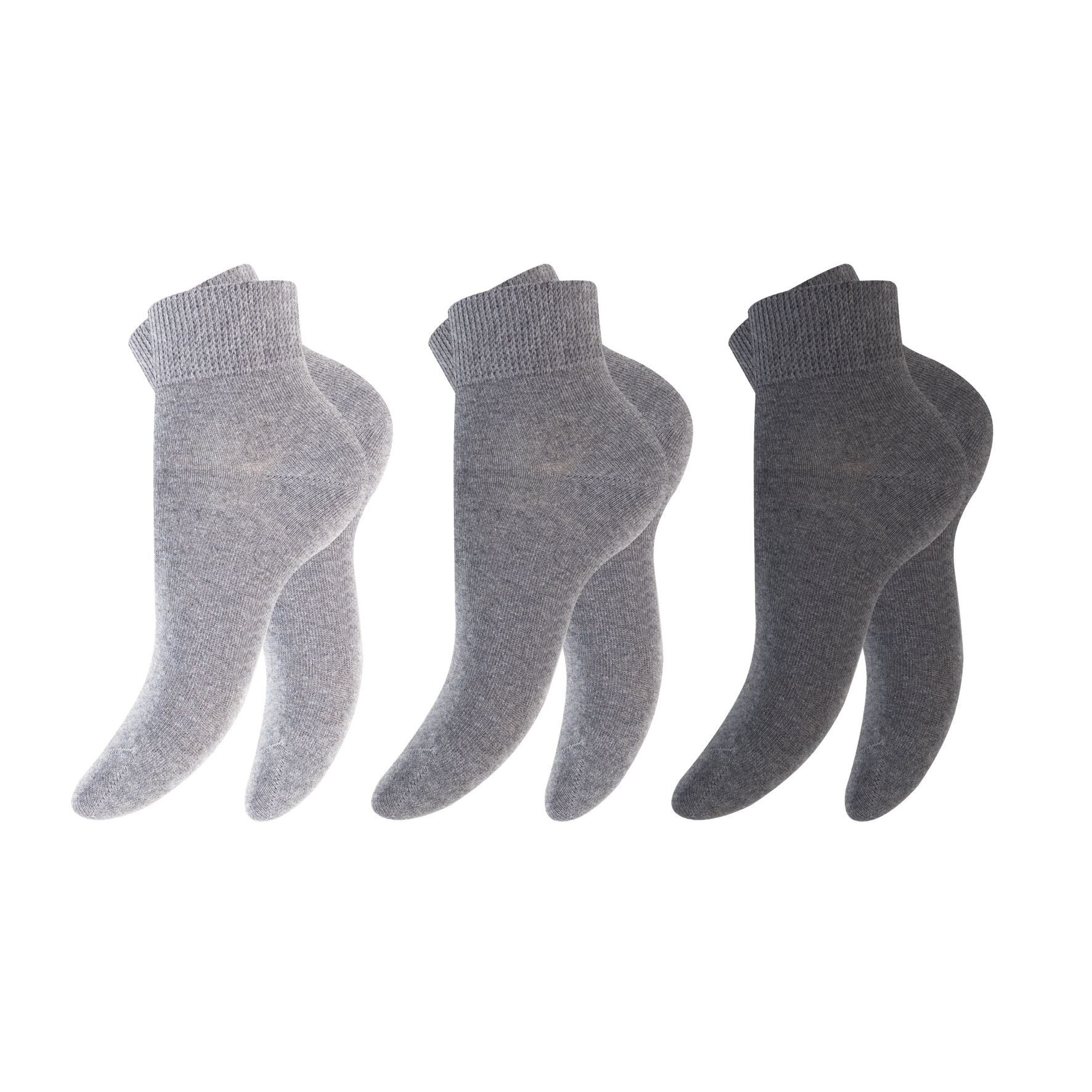 Footstar Diabetikersocken Unisex Diabetiker Kurzschaftsocken 3er-Pack Farbmix (Packung, 3 Paar) Venenfreundlich