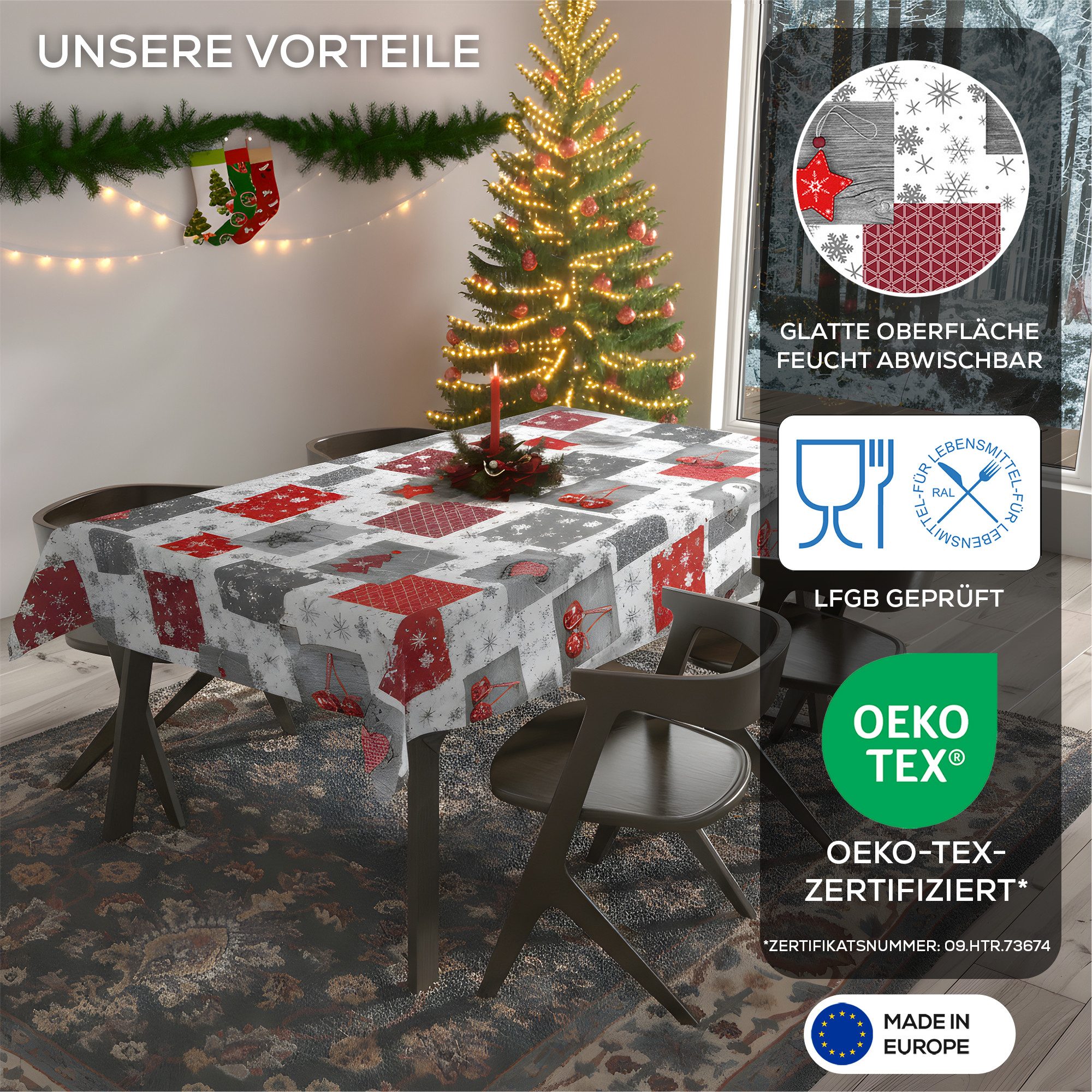 Beautex Tischdecke Wachstuchtischdecke abwischbar Tischdecke RUND ECKIG, We günstig online kaufen