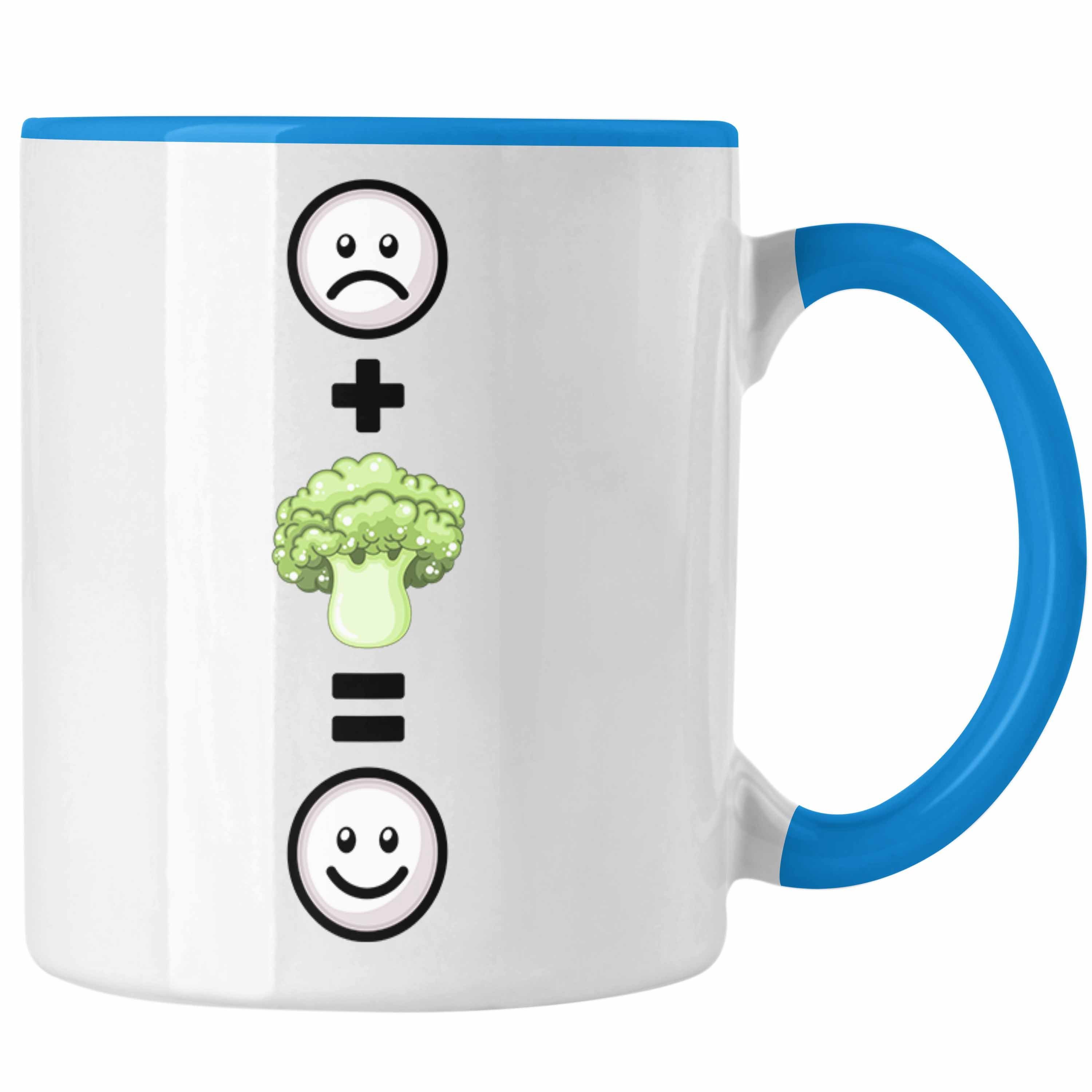 Trendation Tasse Brokkoli Tasse Geschenk für Brokkoli-Liebhaber Fans Veganer Lustige Ge Blau