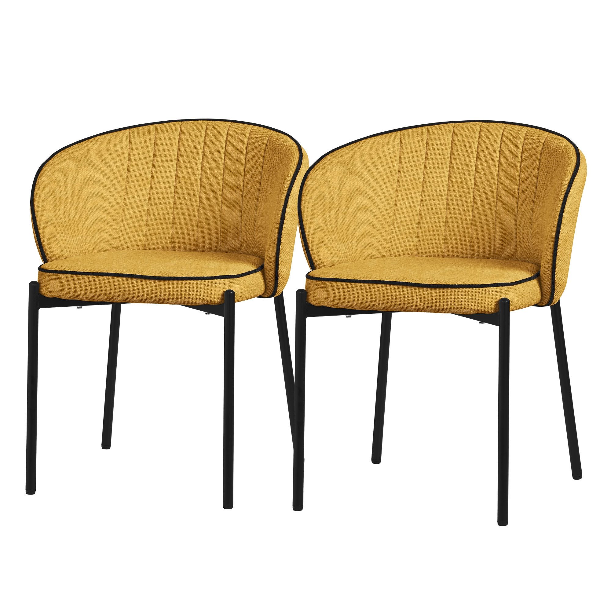 ML-DESIGN Polsterstuhl Esszimmerstühle mit Armlehne & Rückenlehne Ergonomische moderne Design (2 St), Armlehnstuhl mit Metallbeine 2er Set Senf Lounge Sessel bis 120kg