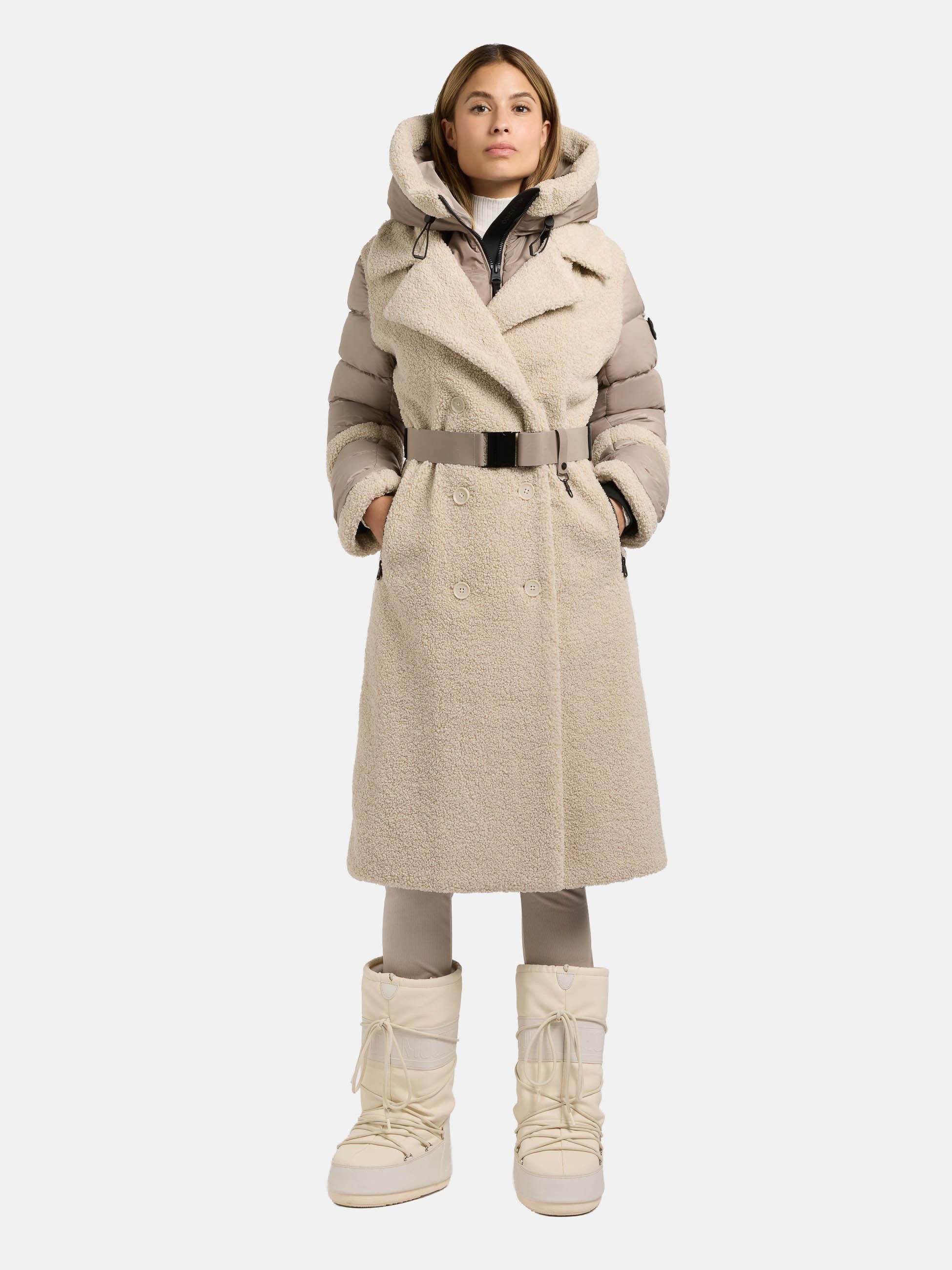 khujo Wintermantel Kalmia Langer Hybridmantel aus kuscheligem Plüsch mit Ta günstig online kaufen