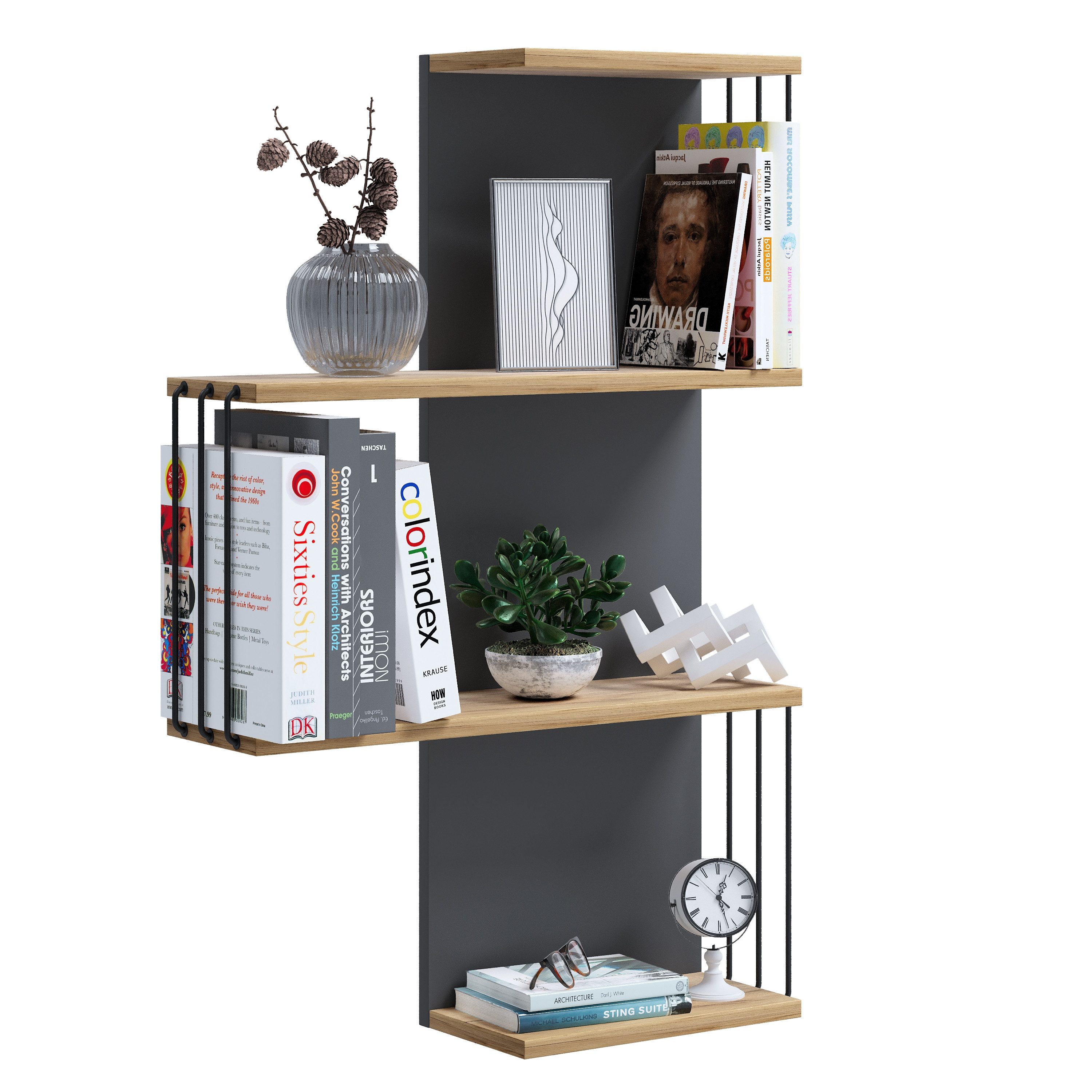 VCM Wandregal Holz Wandregal Hängeregal Regal Dolira L