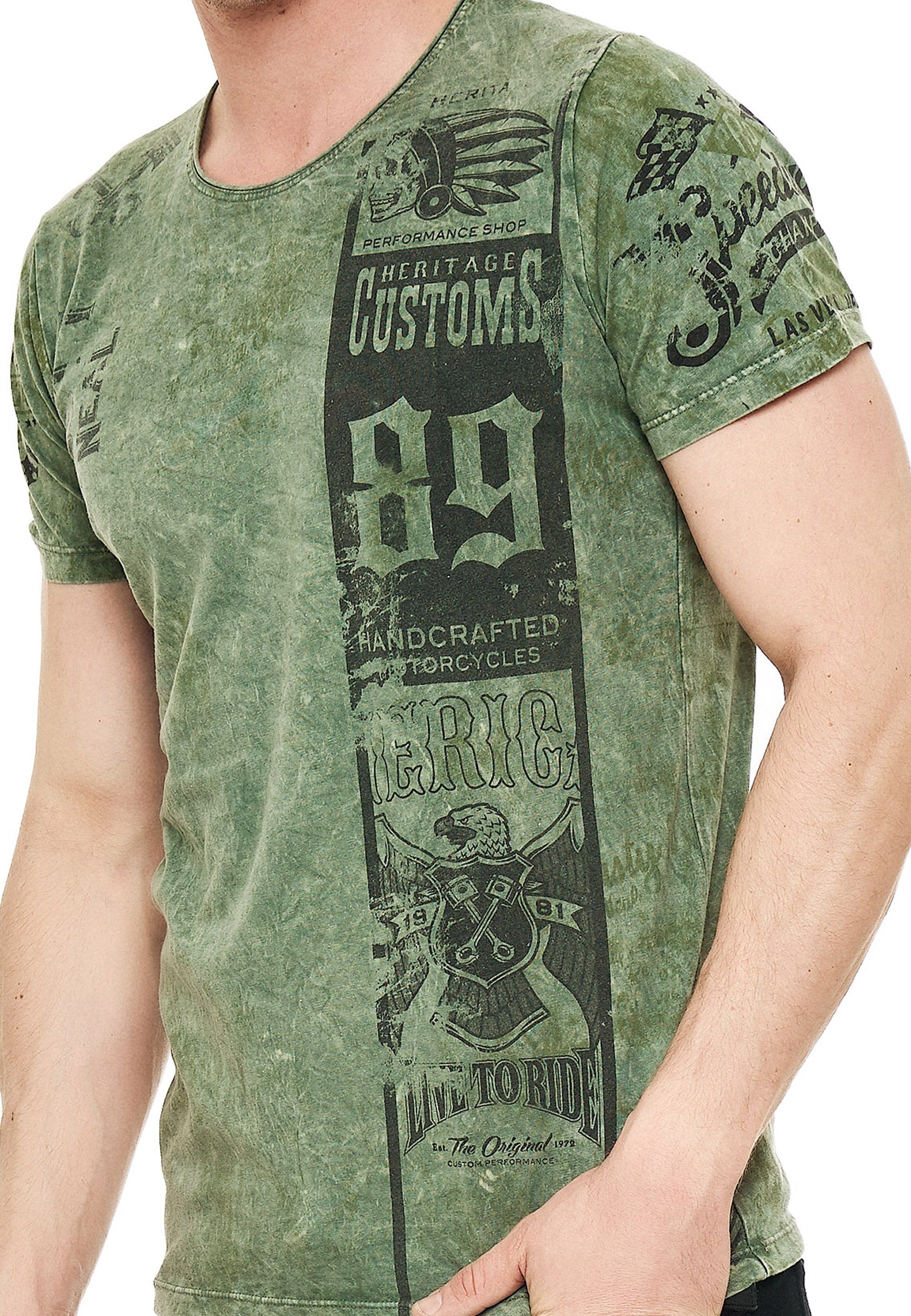 mit khaki Neal Rusty Print modernem T-Shirt