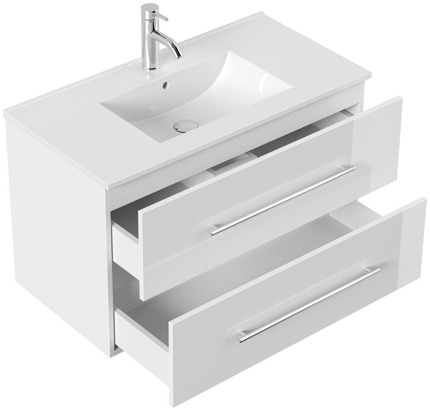 Thumbnail - Magnolia Home Waschtisch Badmöbel Firenze 90 SoftClose weiss hochglanz