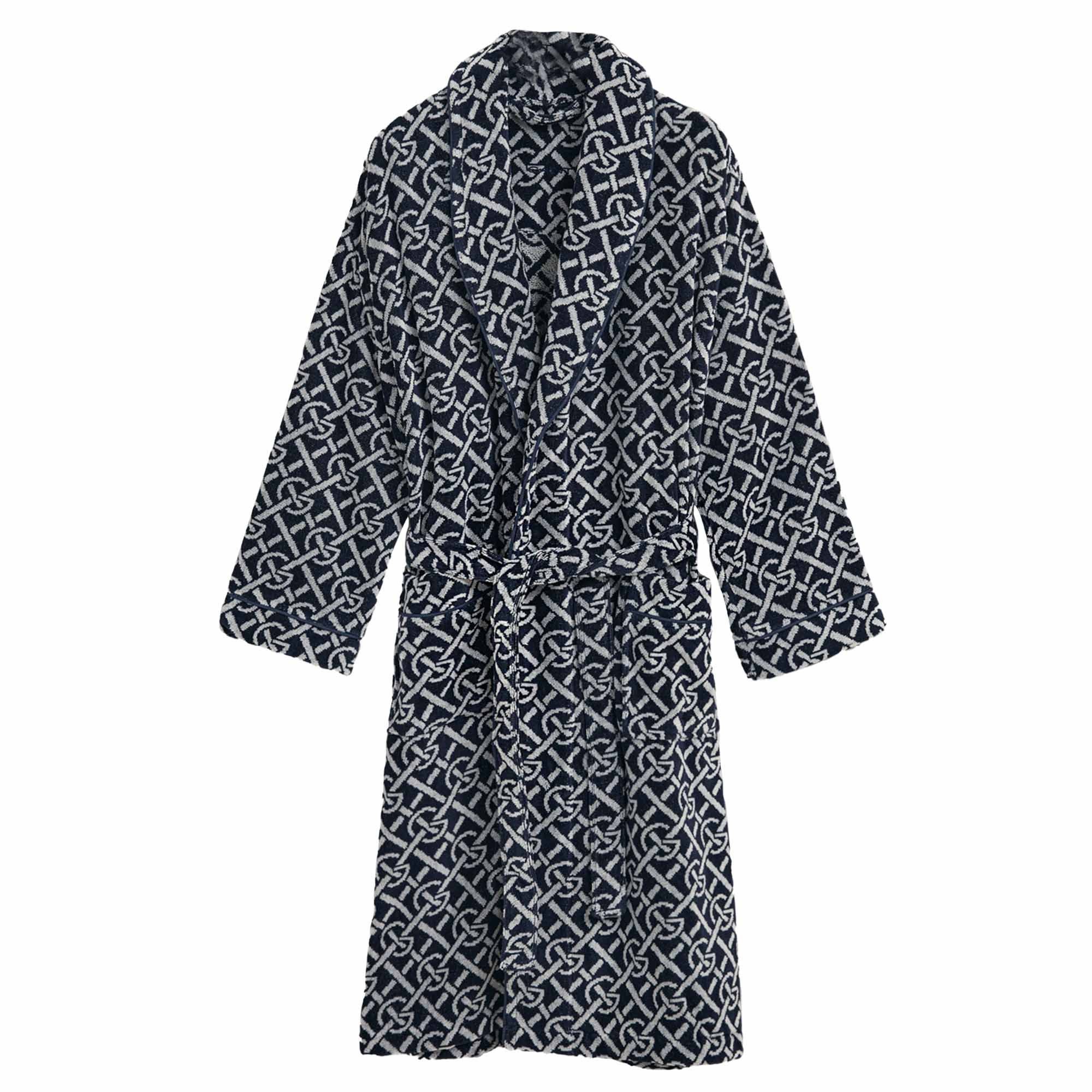 Gant Bademantel Unisex Bademantel Baumwolle G-PATTERN ROBE, Baumwolle