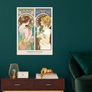 Posterlounge Wandfolie Alfons Mucha, Schlüsselblume & Feder I, Vintage Malerei