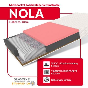 Taschenfederkernmatratze NOLA, FDM, 18 cm hoch, (1), Wendematratze, 7 Zonen, H4/H5