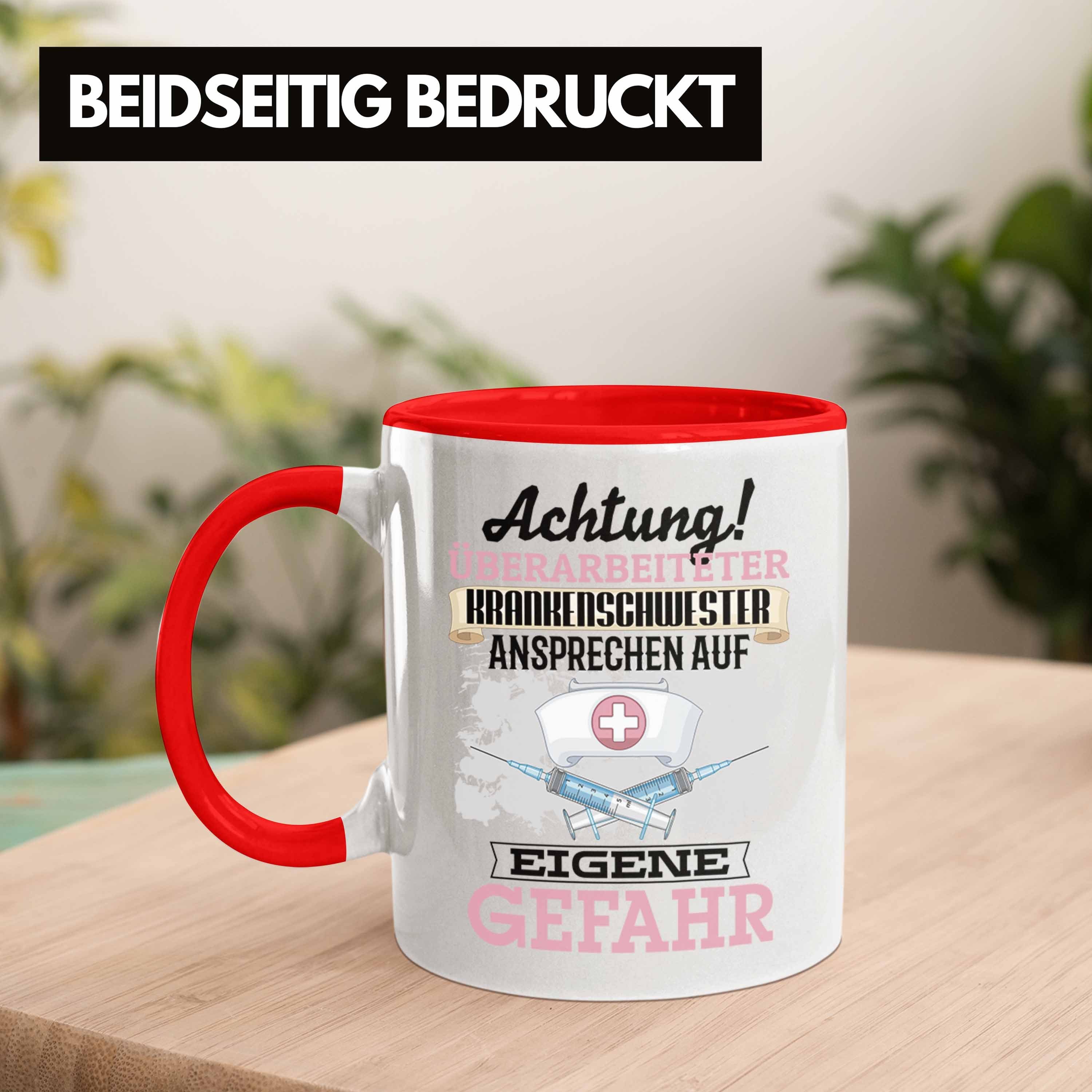 Trendation Tasse Krankenschwester Rot Kaffeebec Geschenkidee Lustiger Spruch Tasse Geschenk