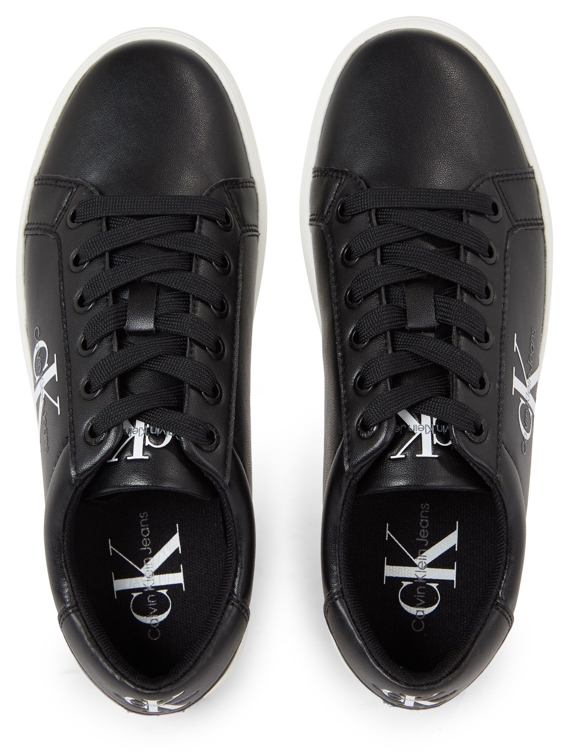 Calvin Klein Jeans CLASSIC CUPSOLE LACEUP LTH WN Sneaker mit seitlichem Logoschriftzug, Freizeitschuh, Halbschuh, Schnürschuh