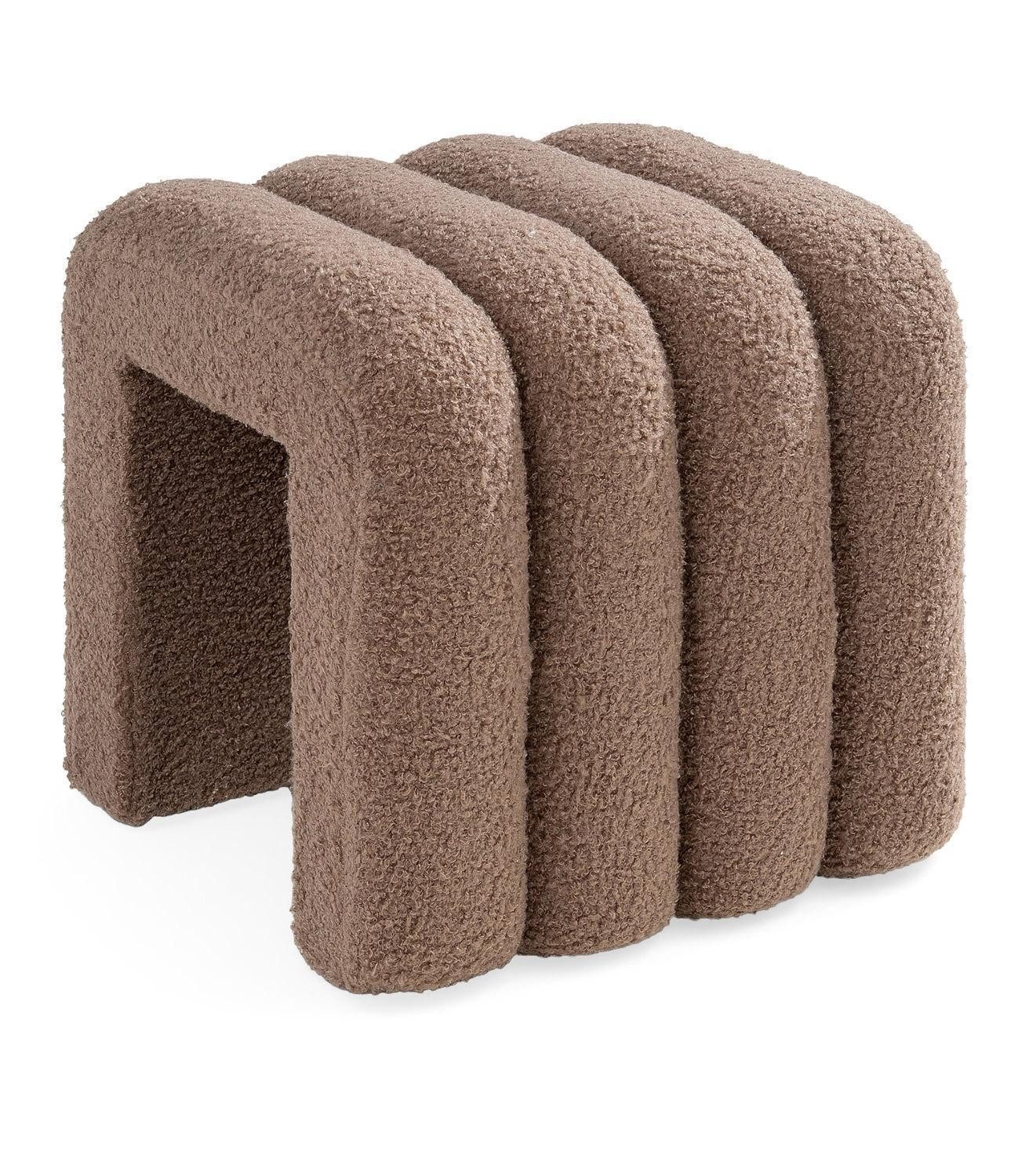 Home4You Polsterhocker B 40 x H 40 cm, Taupe, Teddystoff, (1 St), MDF, flauschig