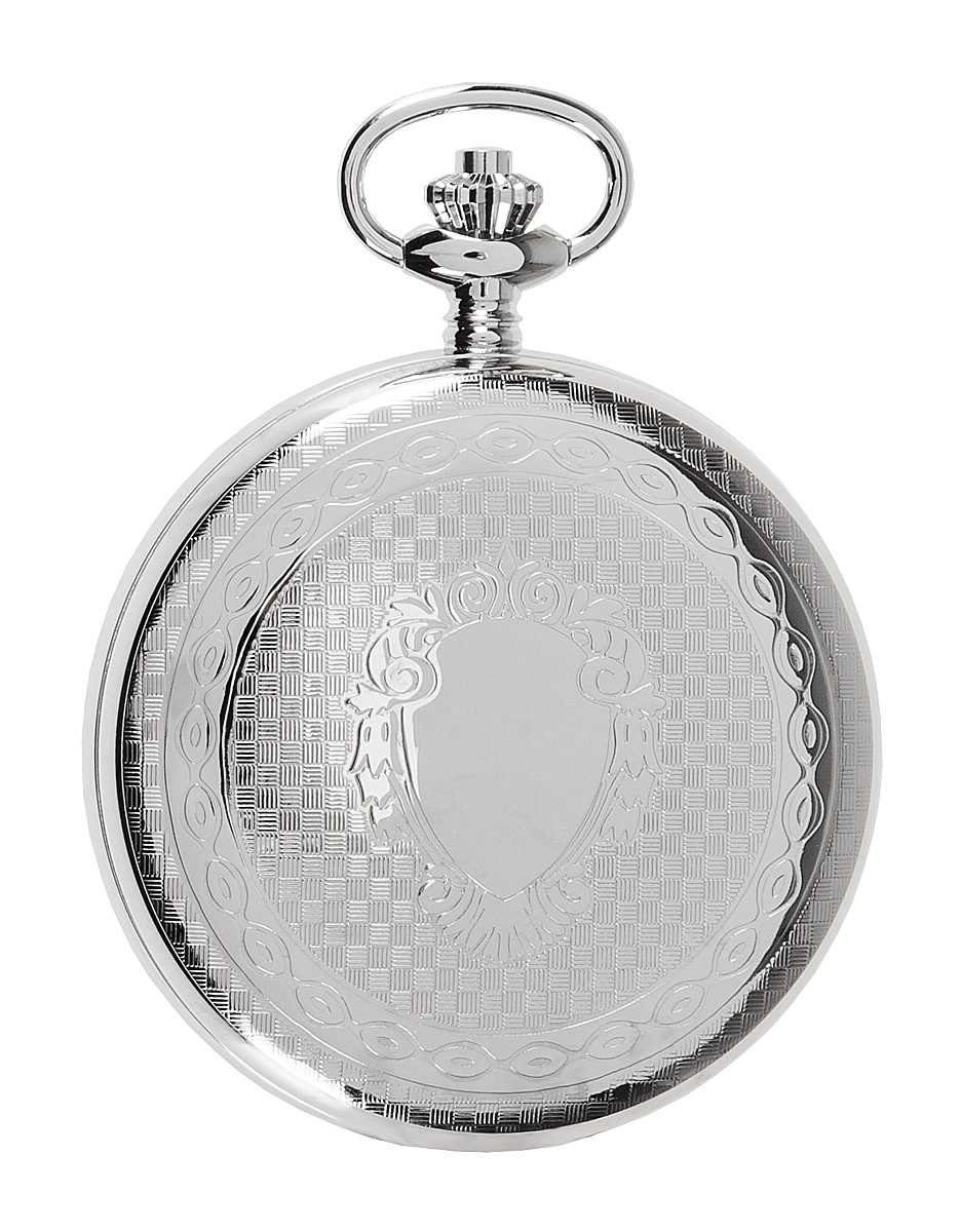 Hermann Jäckle Taschenuhr "Calw" Skelett-Design, Handaufzug, Mineralglas, mit extra starker Kette & Reiseetui – Made in Germany, 50 mm
