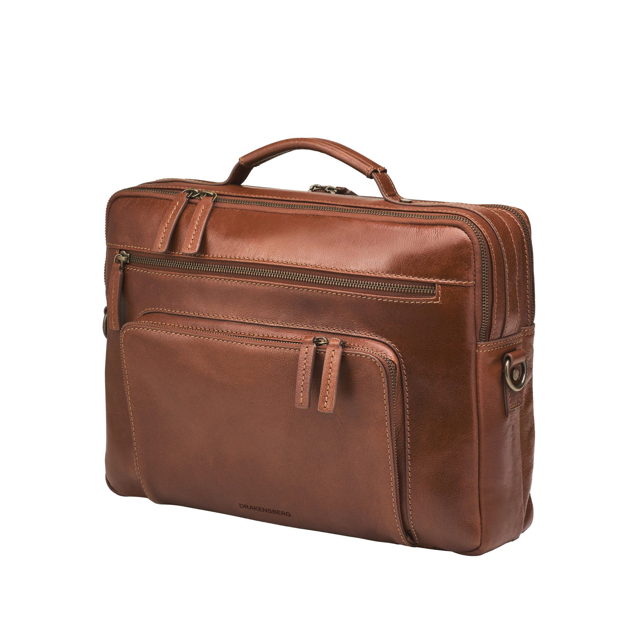 DRAKENSBERG Aktentasche Aktentasche »Silvio« Kastanien-Braun, Herren, aus luxuriösem Leder, kompakte Größe, mit vielen Fächern