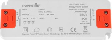Poppstar Ultra flacher LED-Transformator 230V AC / 24V DC 2,08A LED Trafo (Slim Trafo 24 V (für 0,5 bis 50 Watt LEDs)