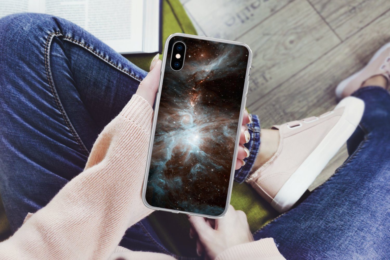 MuchoWow Handyhülle für Apple iPhone X Galaxie - Planet - Sterne, Smartphone-Bumper, Print, Handy Schutzhülle Dünn