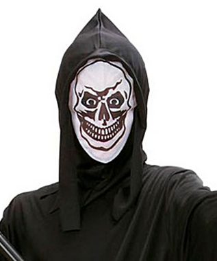 Karneval-Klamotten Kostüm Horror Kinder Gewand mit Kapuze u Totenkopfmaske, Halloween Kapuzenumhang Der Tod schwarz mit Maske