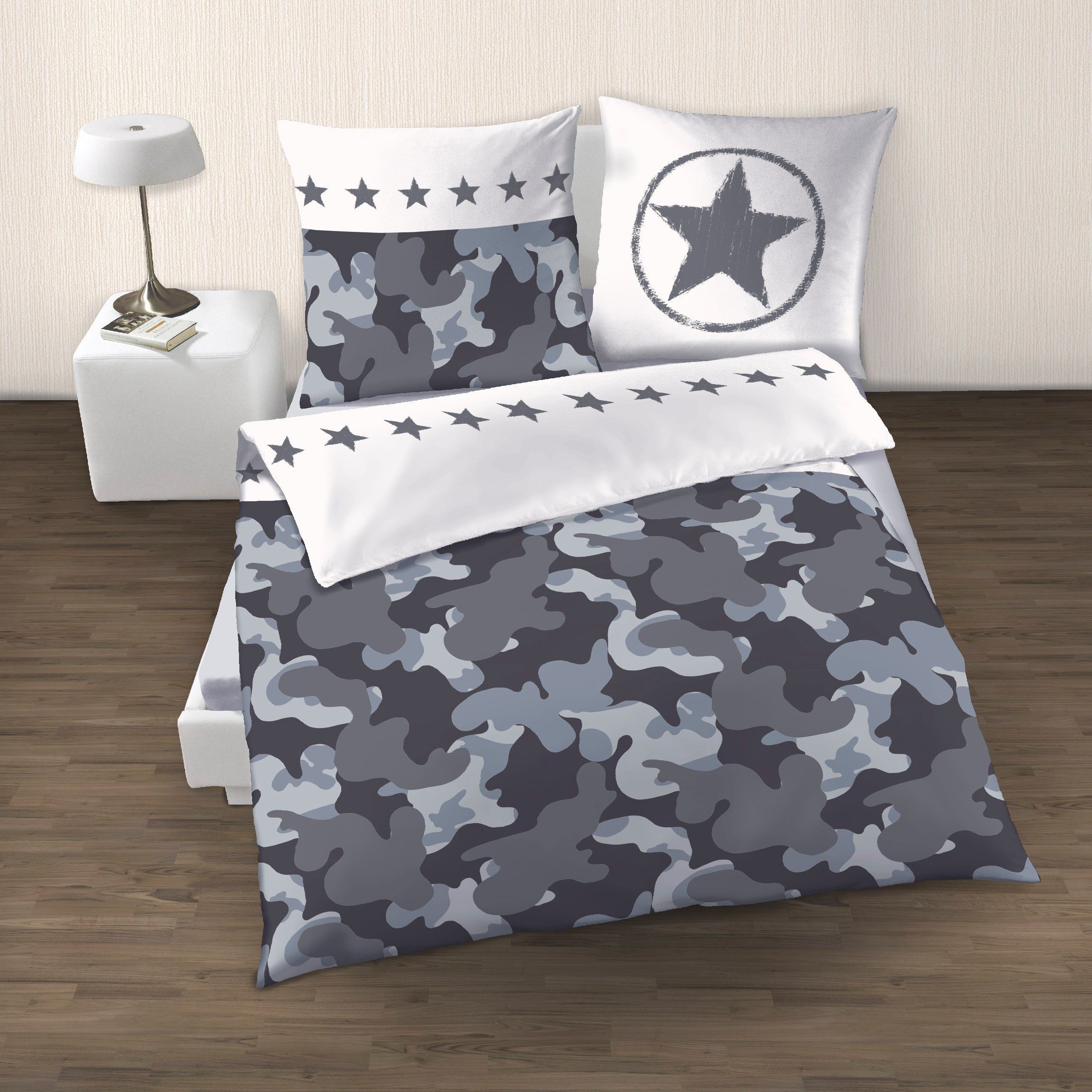 MTOnlinehandel Bettwäsche Camouflage 135x200 + 80x80 cm, 100 % Baumwolle, B günstig online kaufen