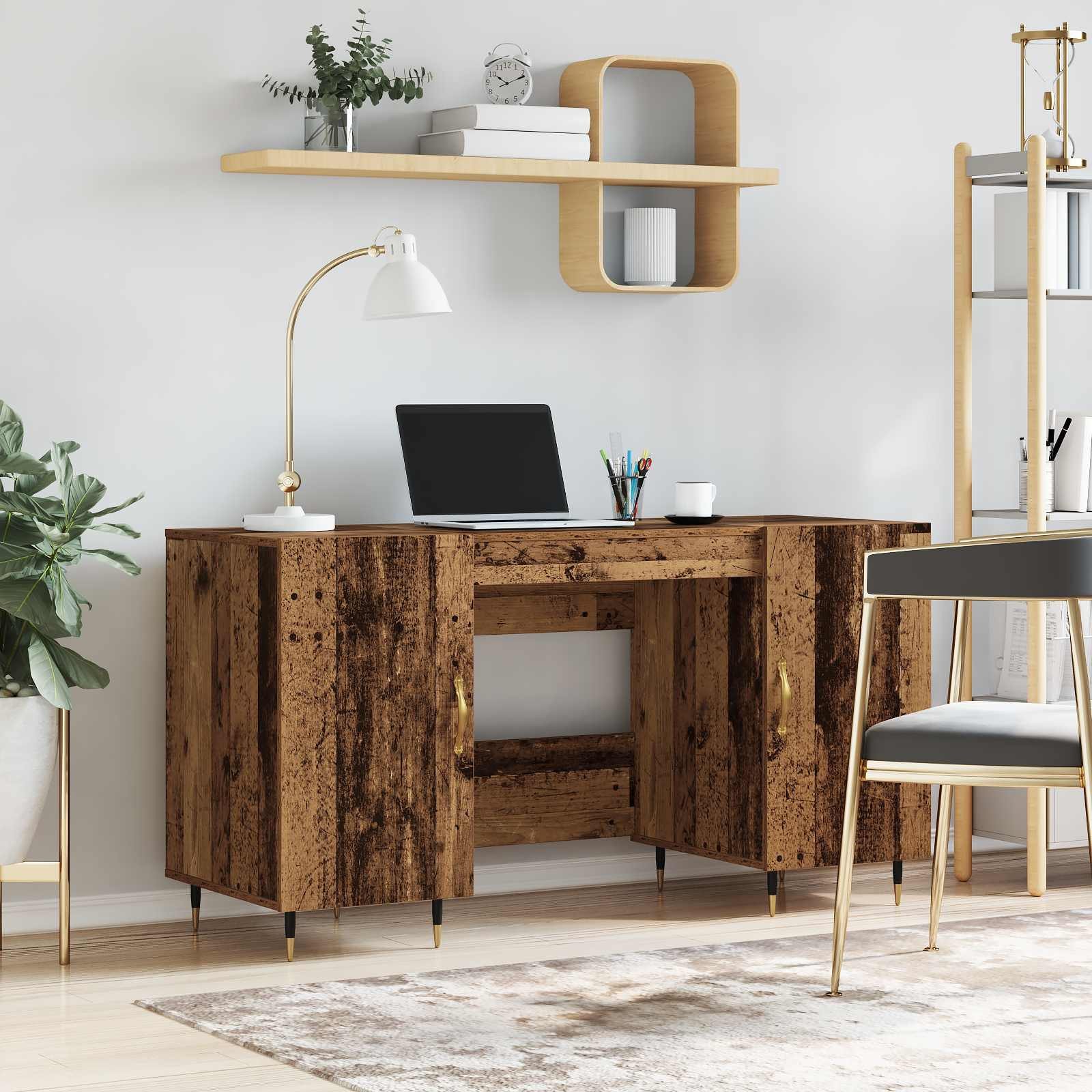 vidaXL Schreibtisch Schreibtisch Altholz Holzwerkstoff 140 x 50 x 75 cm (1-St)