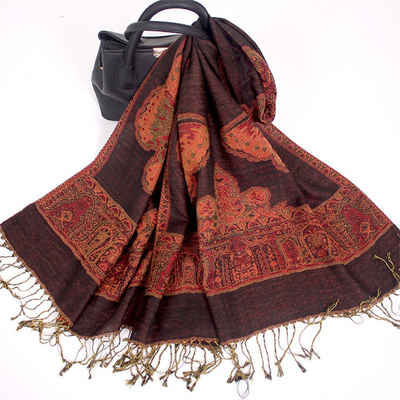 BEüACC Modeschal Damenschal, ethnischen Baumwolle Fransen quadratischen Schal