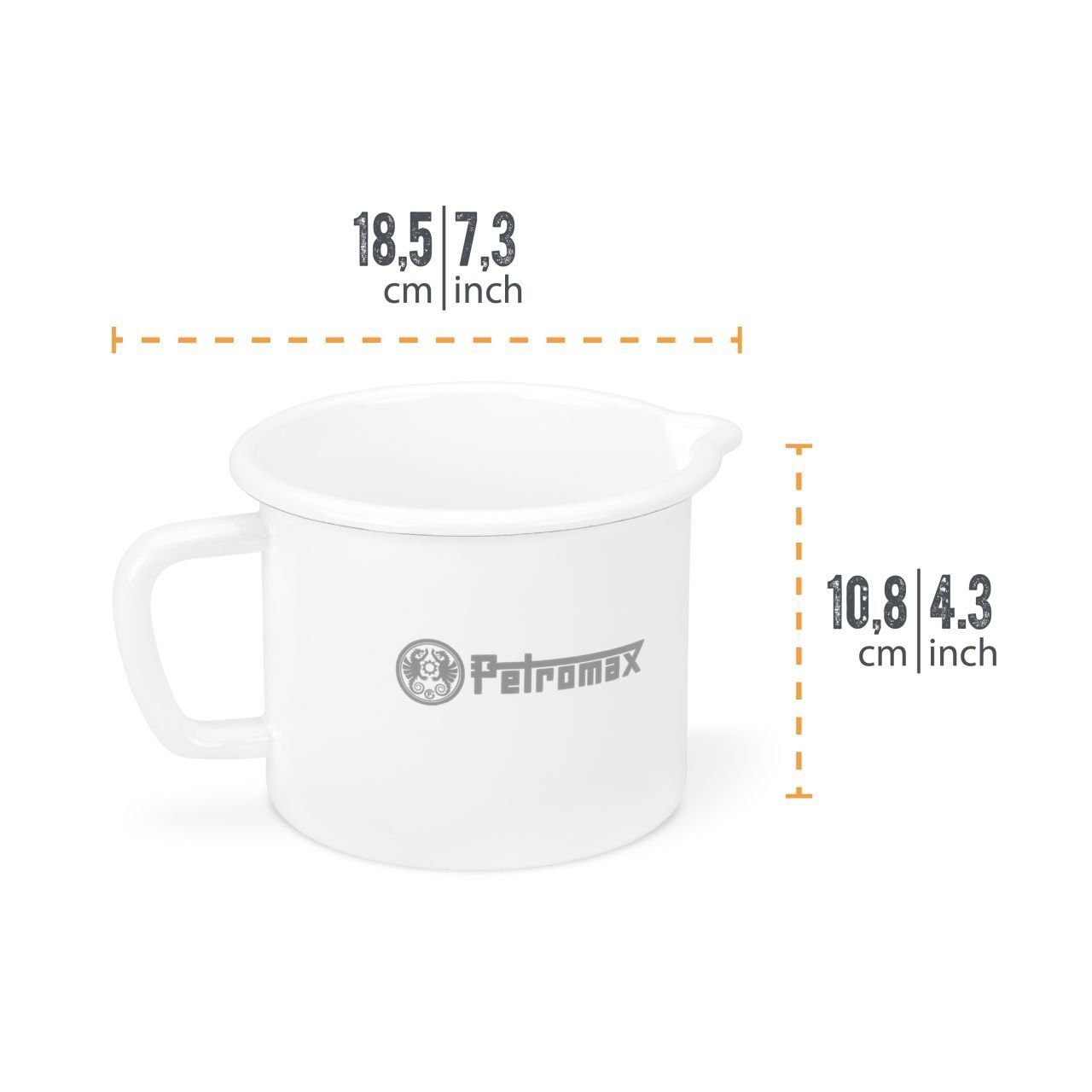 Petromax Messbecher, Emaille Milchtopf, Messbecher weiß (1,0 Liter) Küchen-Zubehör