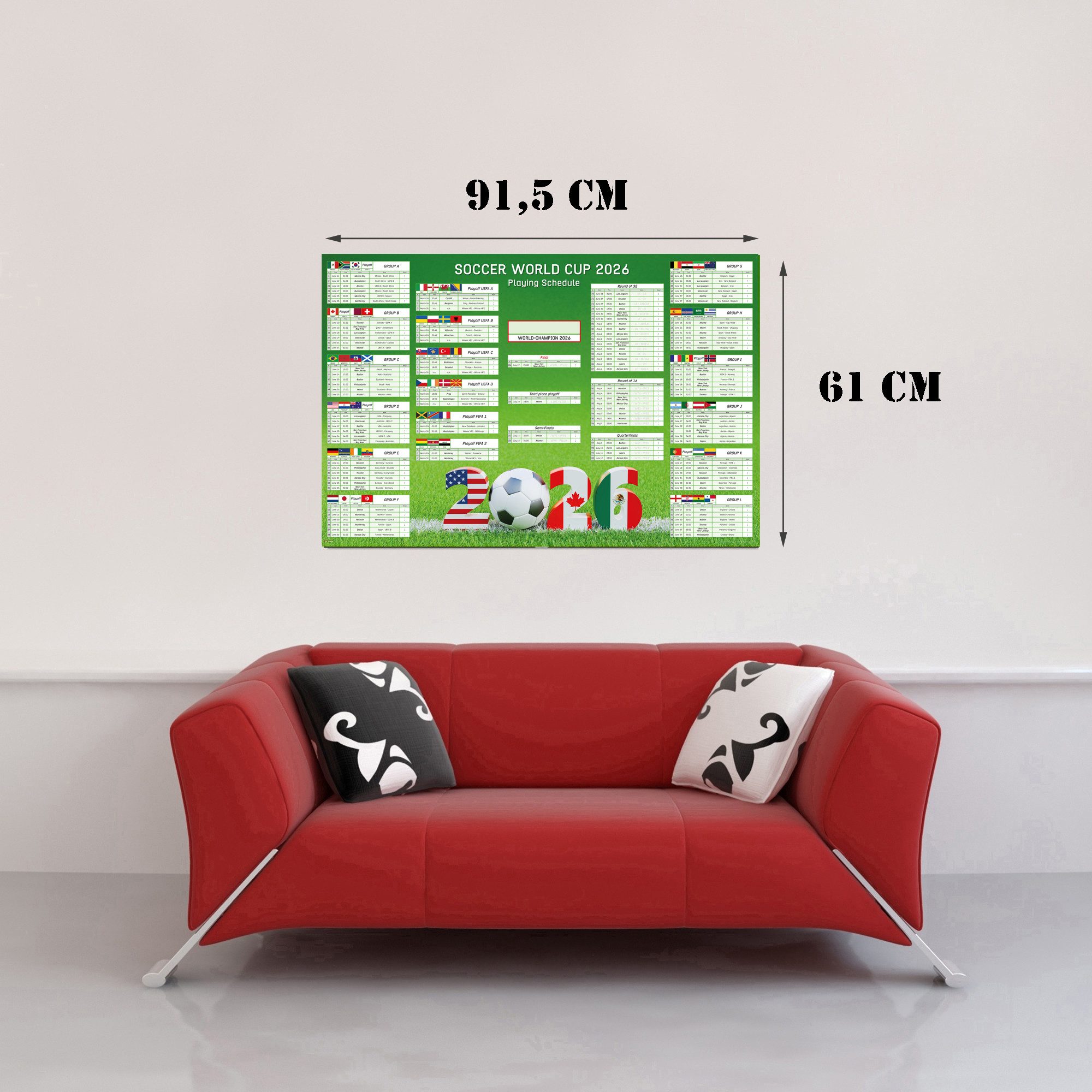 Poster Soccer World Cup 2026 – XXL Wall Planner (61x91,5 cm)