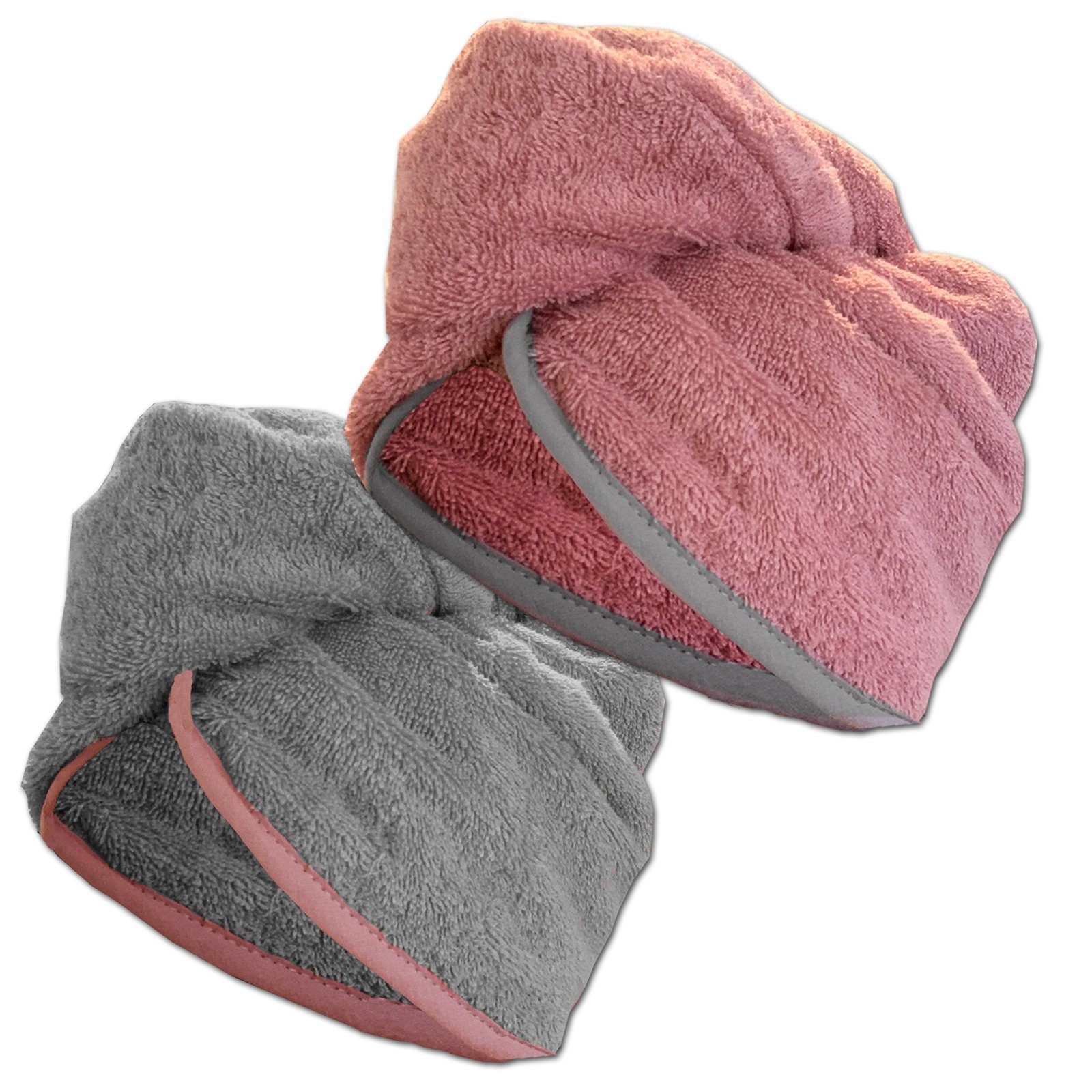 HOMELEVEL Turban-Handtuch Frottee Turban Haarturban mit Gummi für Kinder aus 100% Baumwolle, (2-St) Mehrfarbig