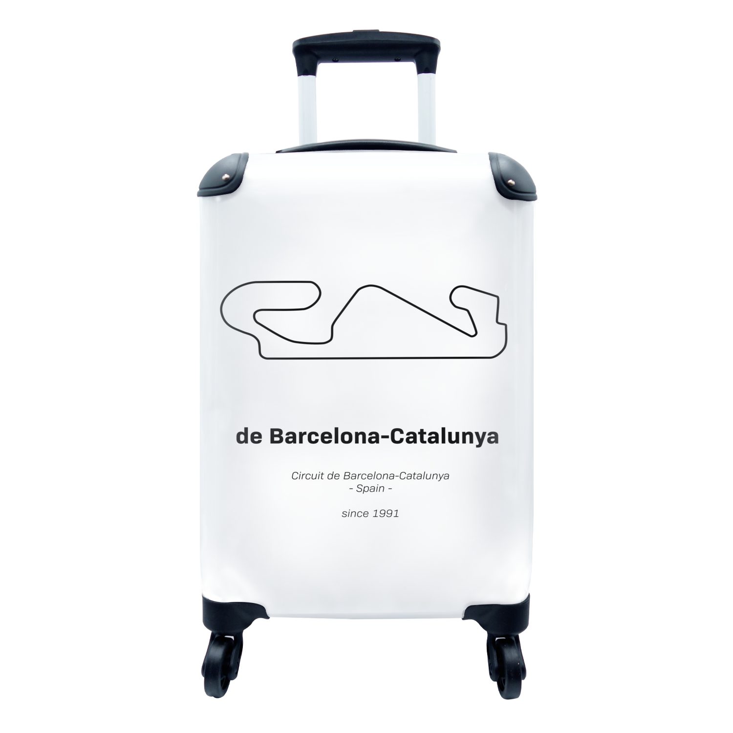 alle Elemente MuchoWow Handgepäckkoffer 4 Barcelona für mit - Reisetasche 1 Reisekoffer Formel rollen, Rollen, Ferien, Trolley, Rennstrecke, - Handgepäck